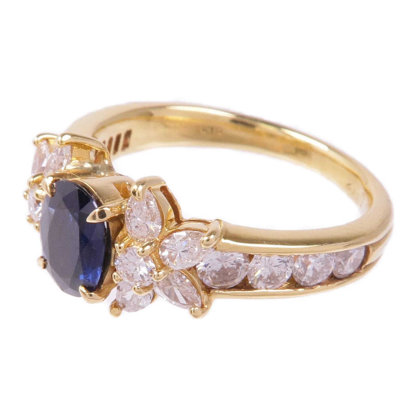 JEWELRY 18K黃金Sapphire Diamond Ring藍寶石/鑽石戒指US#6.25