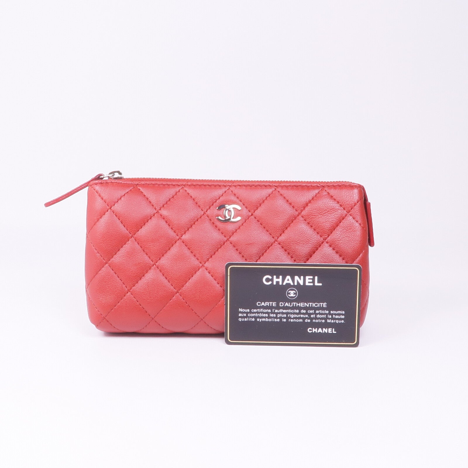 CHANEL 羊皮皮革Clutch Bag銀扣手拿包