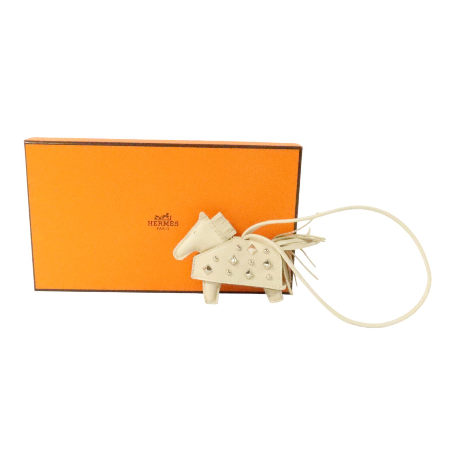 HERMES Milo皮革Rodeo Robeo Rock PM掛飾Craie