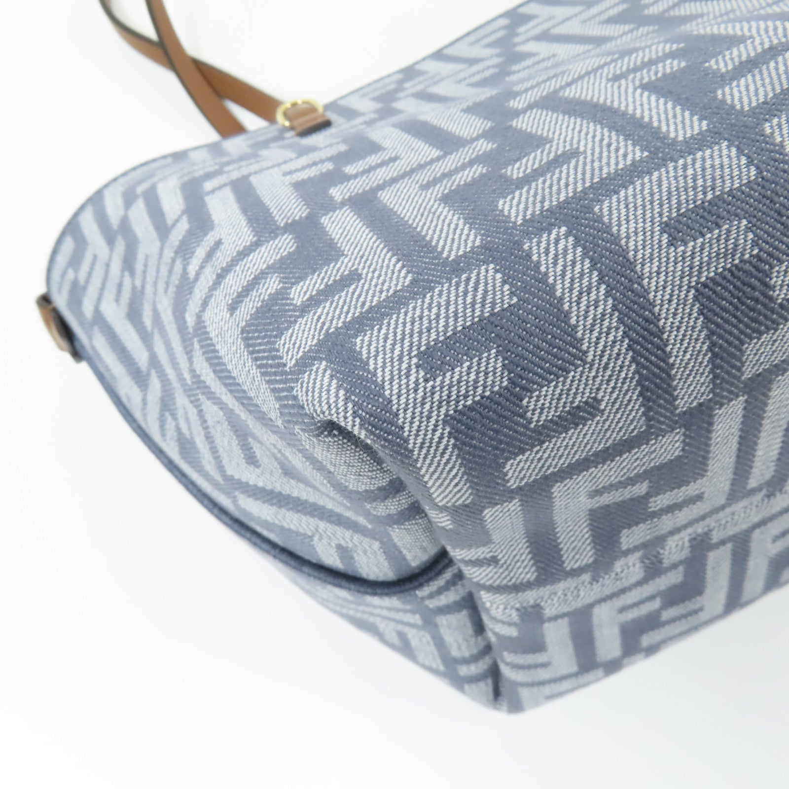 FENDI GHW Small Roll Shoulder Bag 8BH424 AUT4 F1SXQ Denim