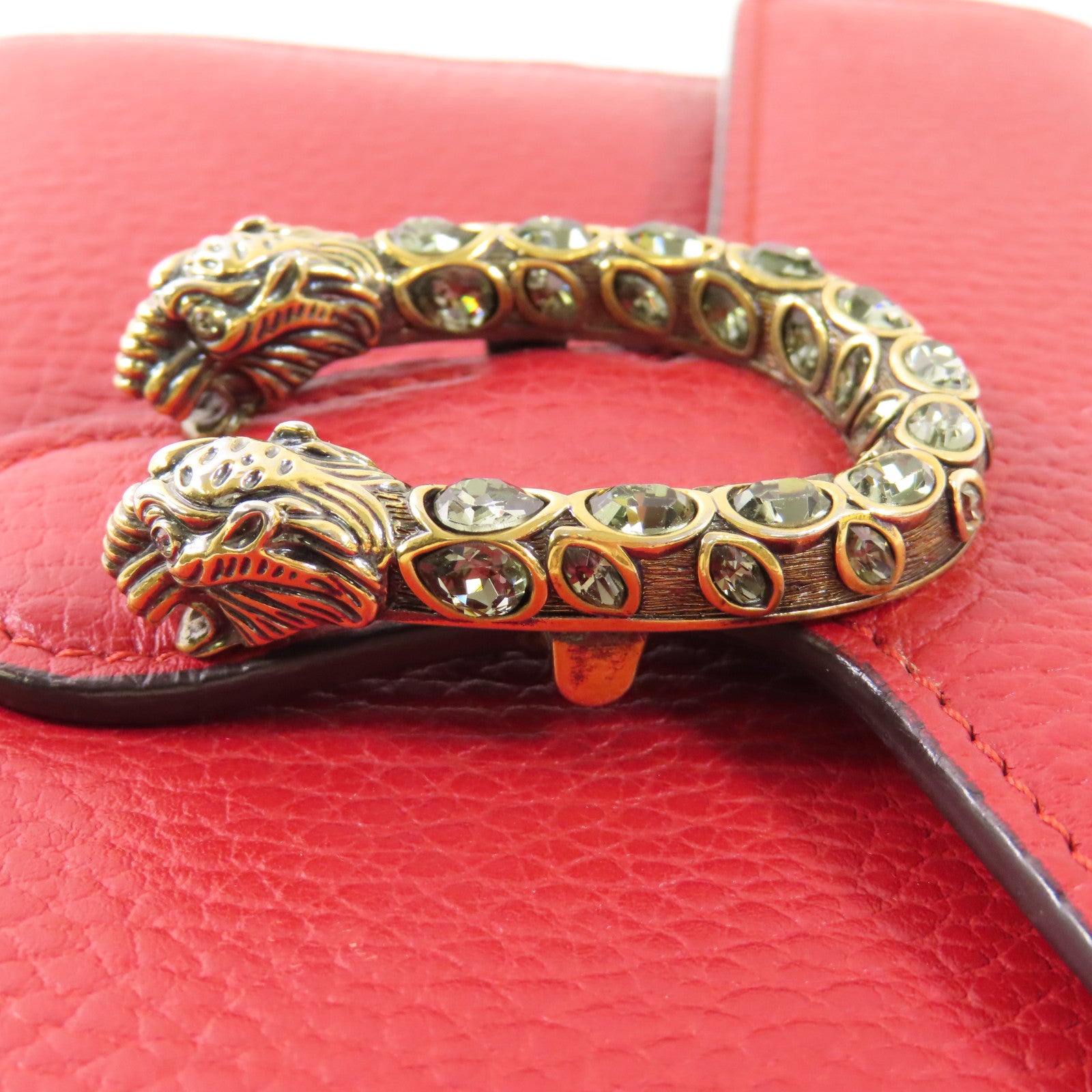 GUCCI GG Dionysus GG Supreme Chain Wallet Shoulder Bag 401231 Calfskin Red