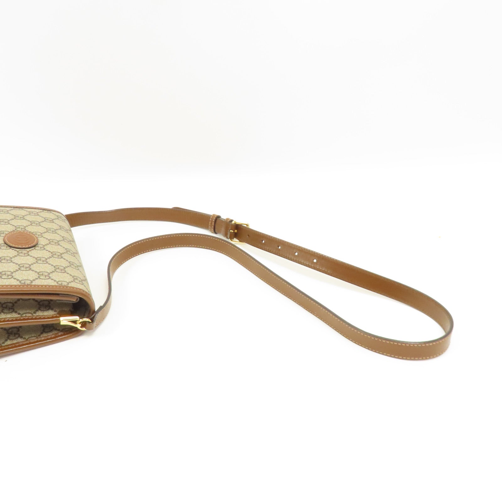 GUCCI 塗層帆布Shoulder Bag金扣肩背袋啡色