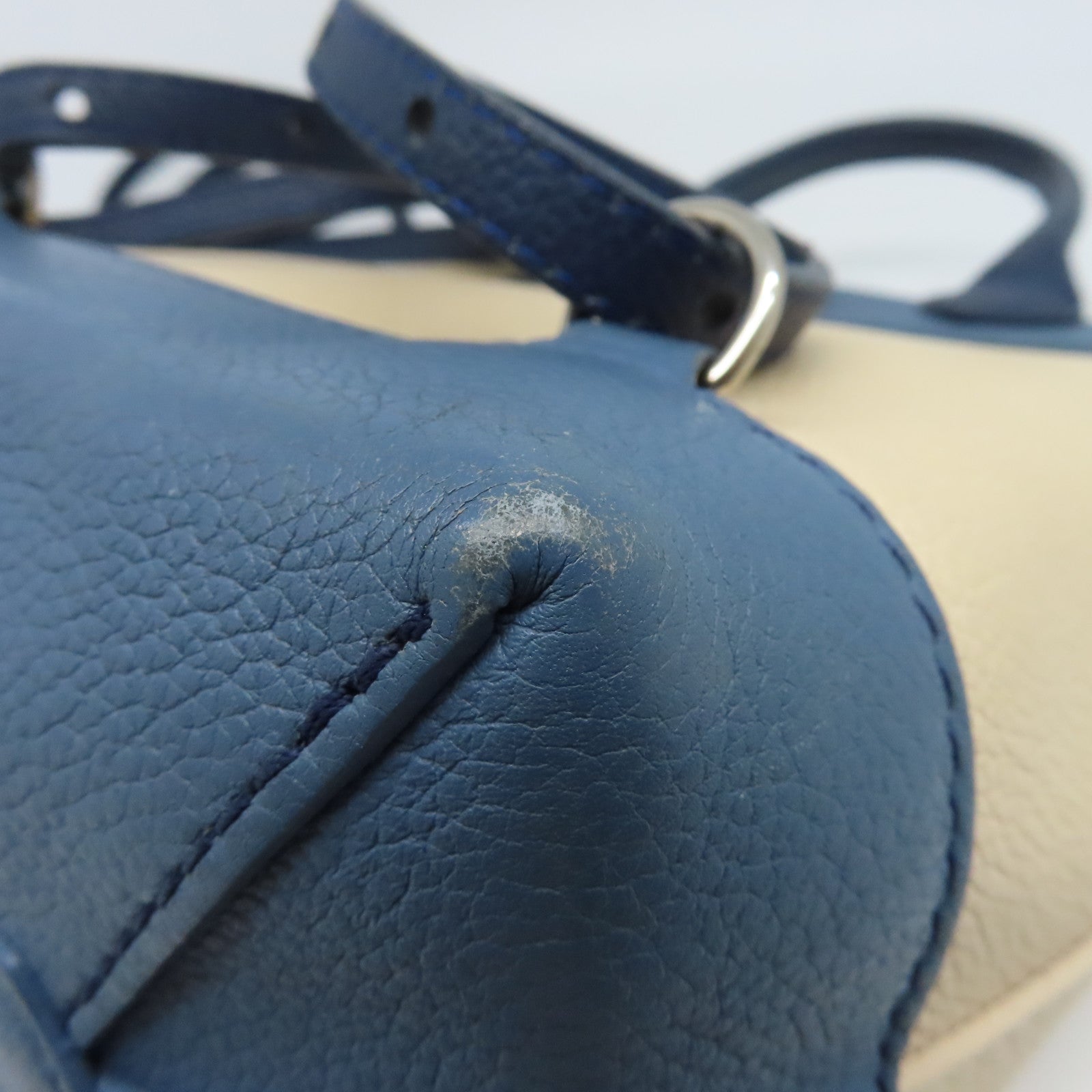 LOUIS VUITTON 【清倉大減價】牛皮皮革Lockme Backpack銀扣背包藍色/淺褐色