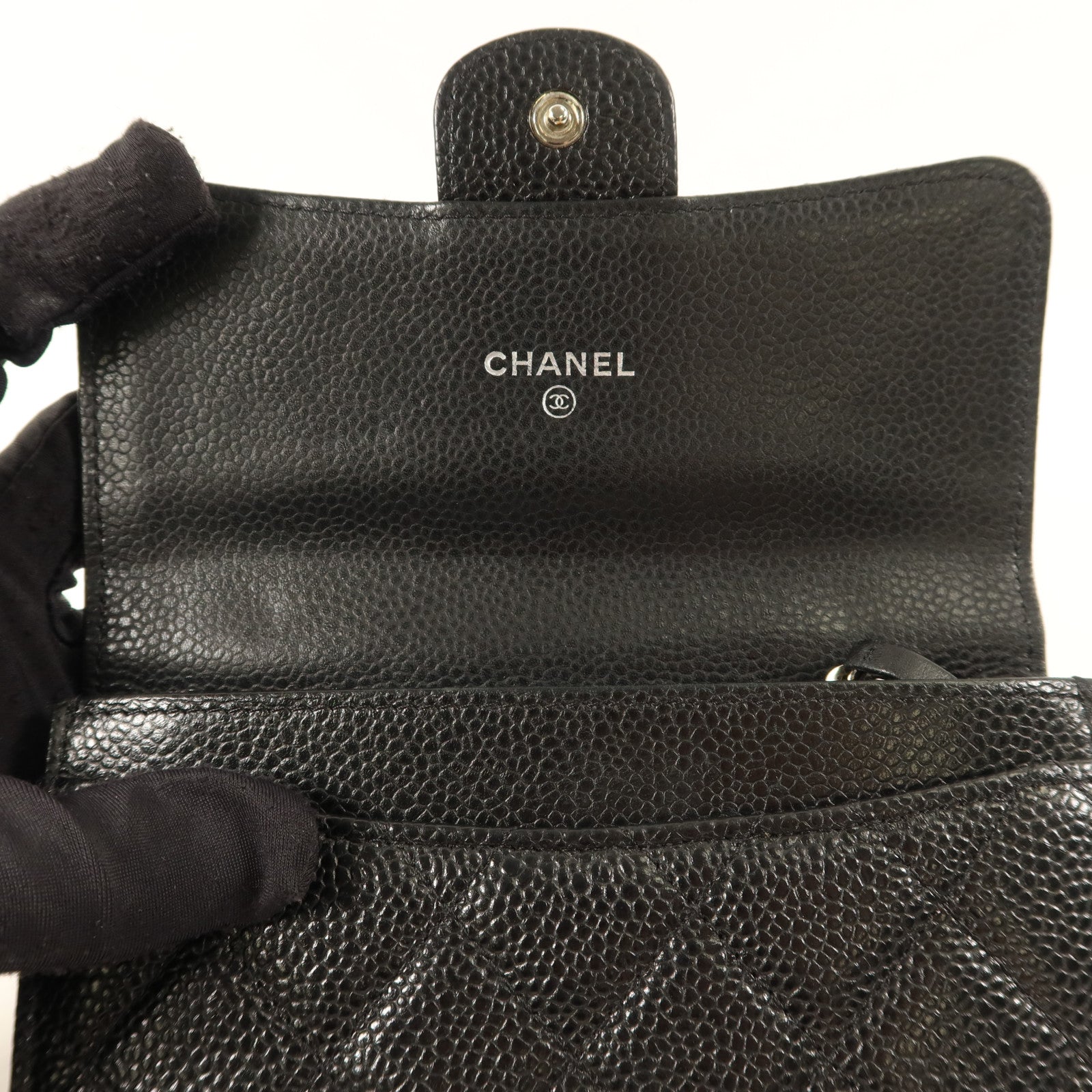 CHANEL 牛皮皮革Wallet銀扣錢包