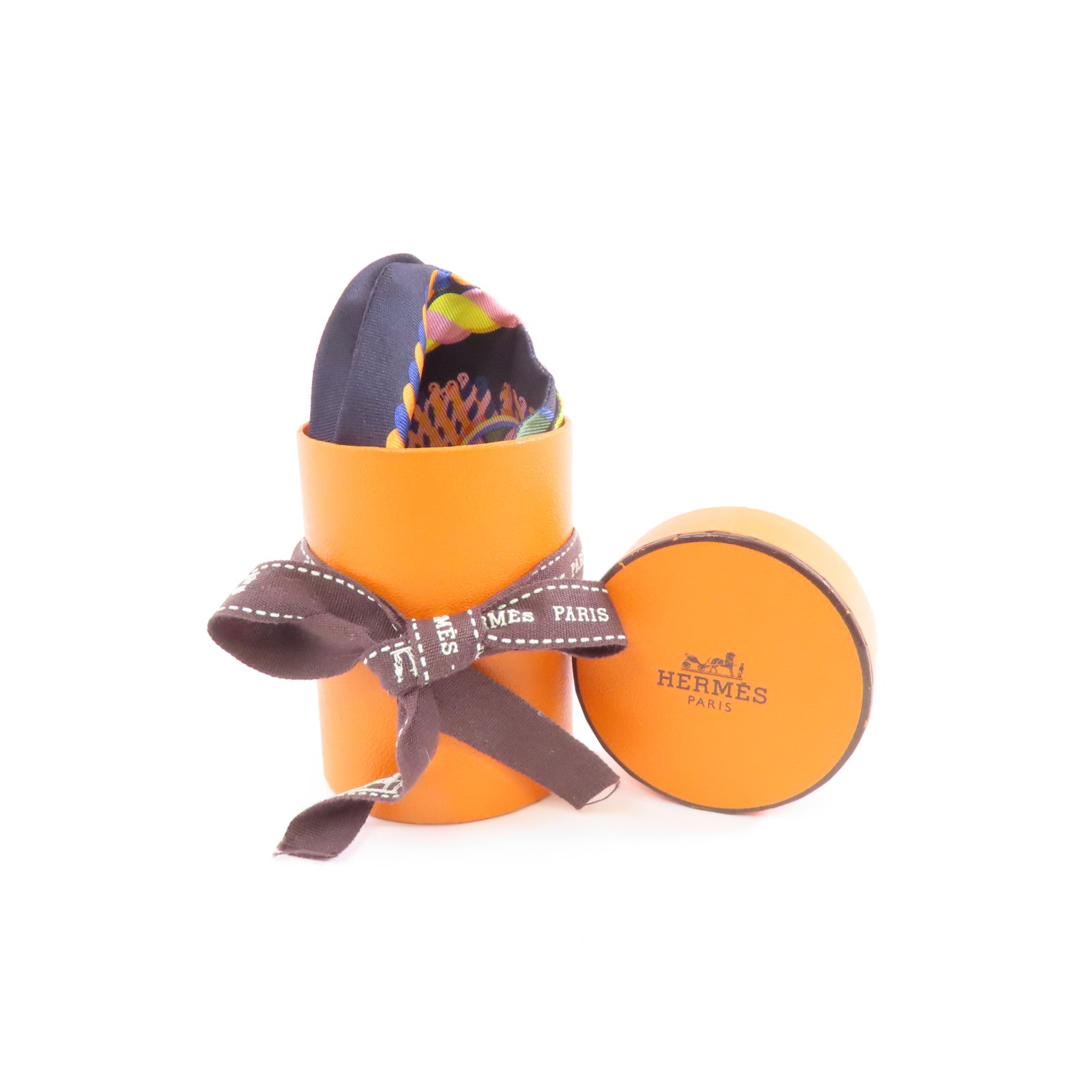 HERMES 絲質Twilly絲巾黑色/彩色