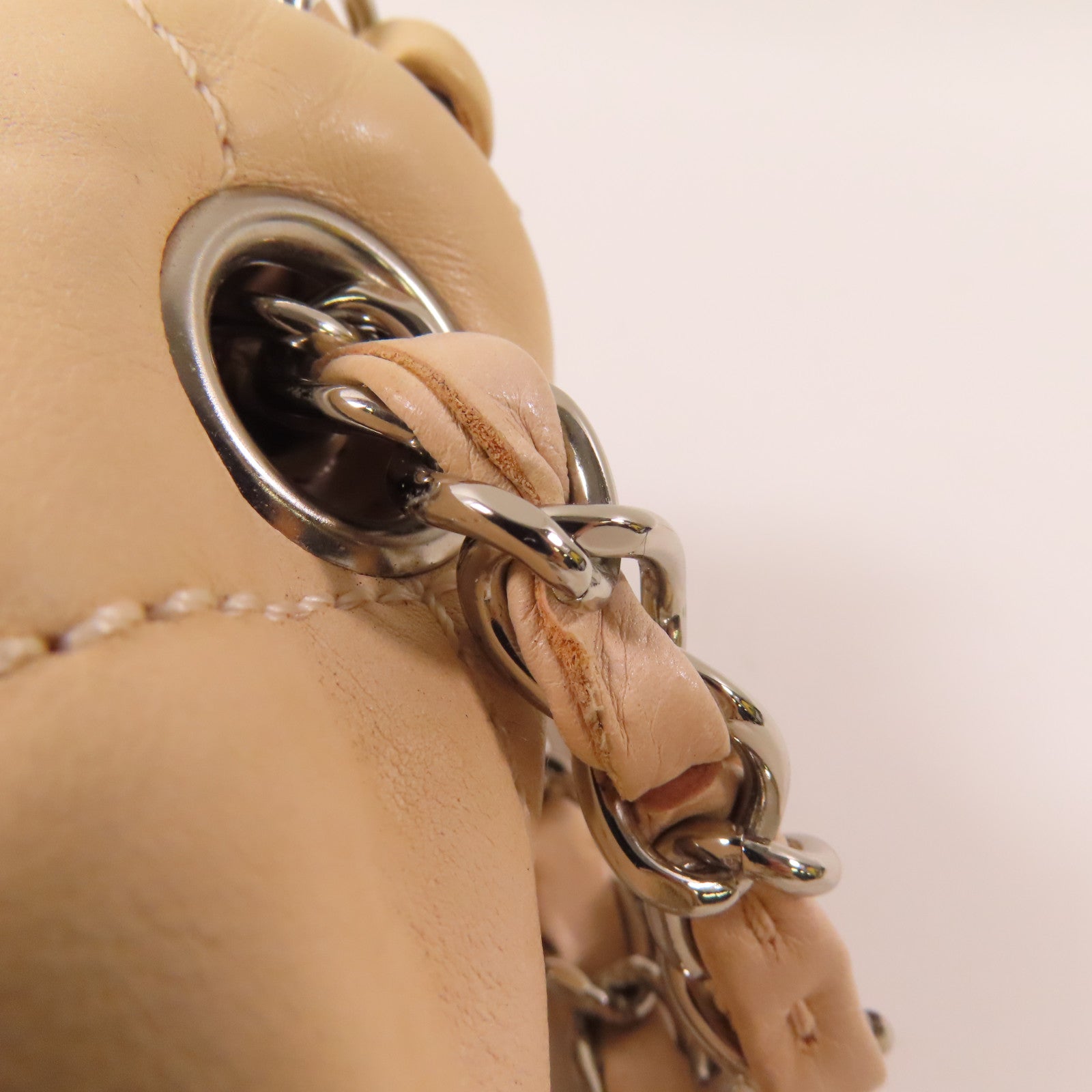CHANEL 牛皮皮革Chain Shoulder銀扣鏈帶肩背袋