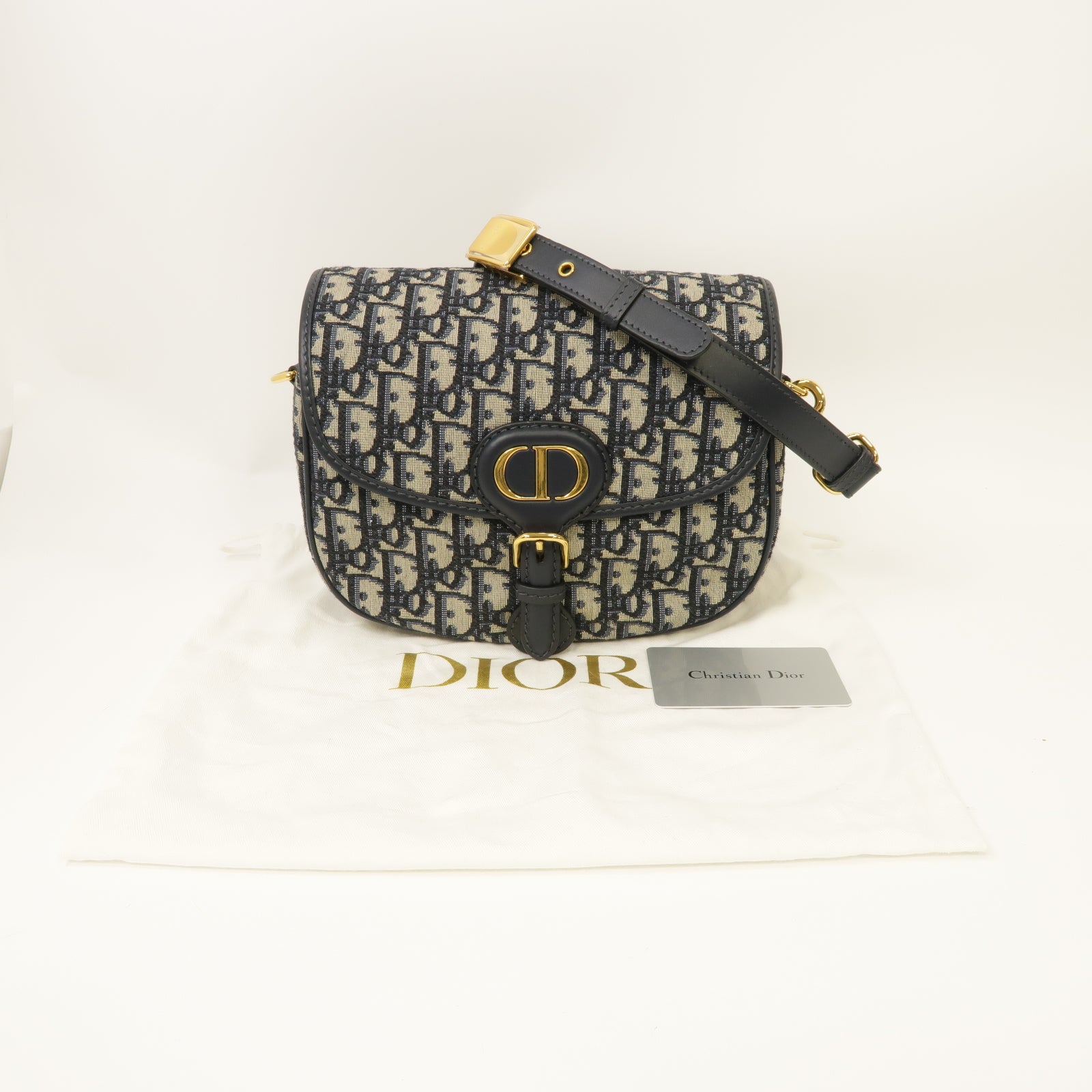 Dior 帆布Bobby Bag金扣肩背袋藍色