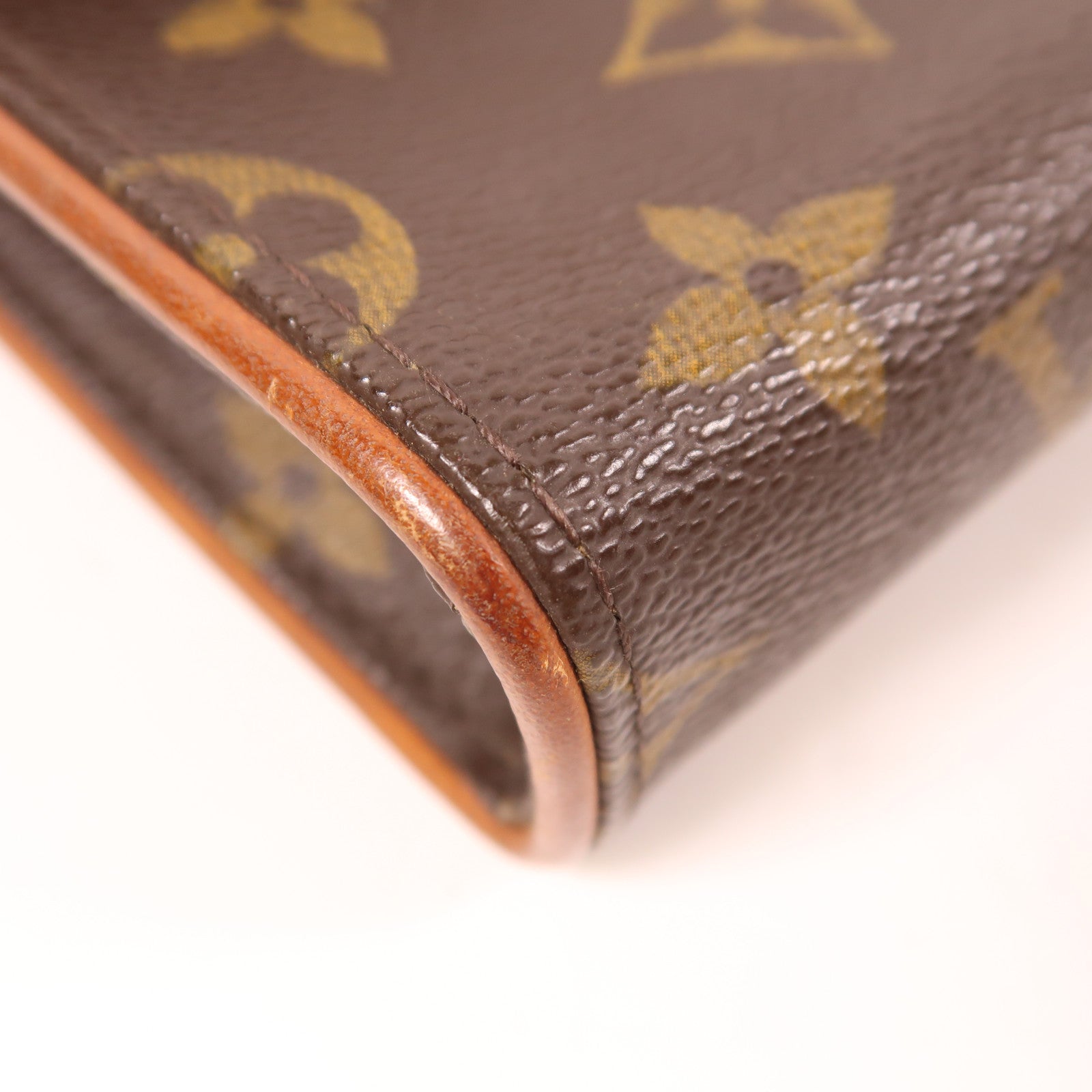 LOUIS VUITTON Monogram Pochette Florentine金扣腰包棕色
