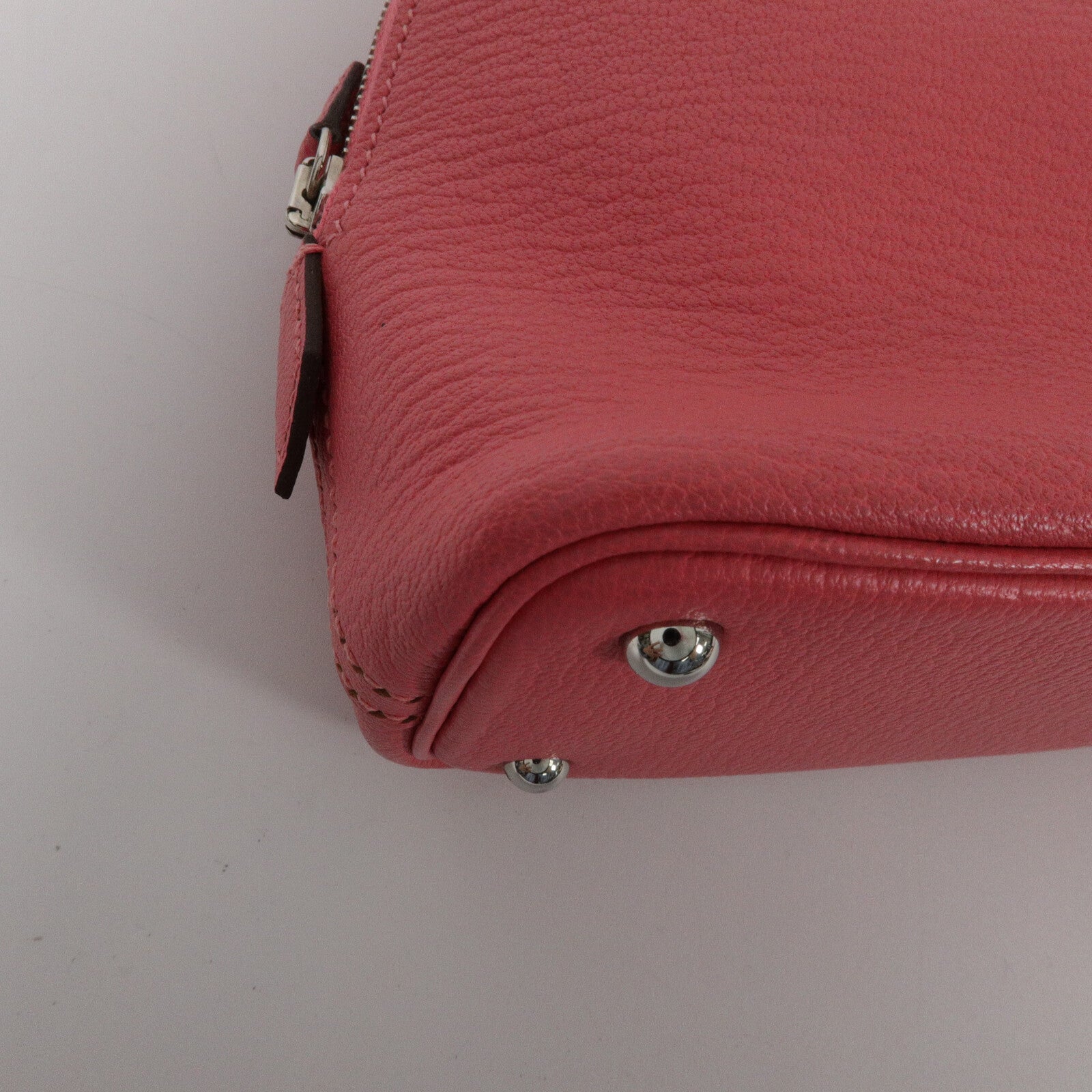 HERMES Chevre皮革Mini Bolide手挽肩背兩用袋Rose Azalee