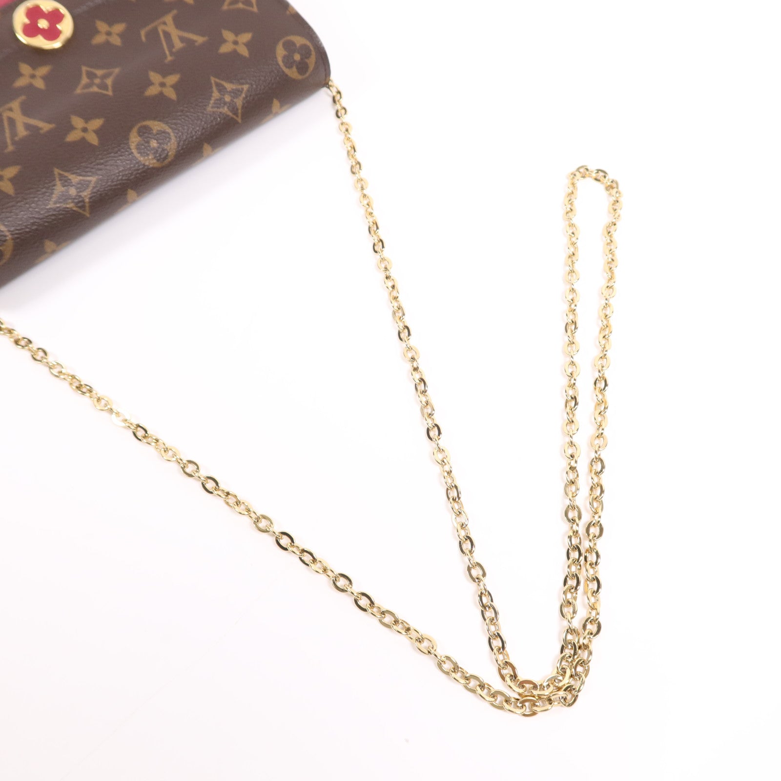 LOUIS VUITTON Monogram Portefeuille Flore金扣鏈帶肩背袋