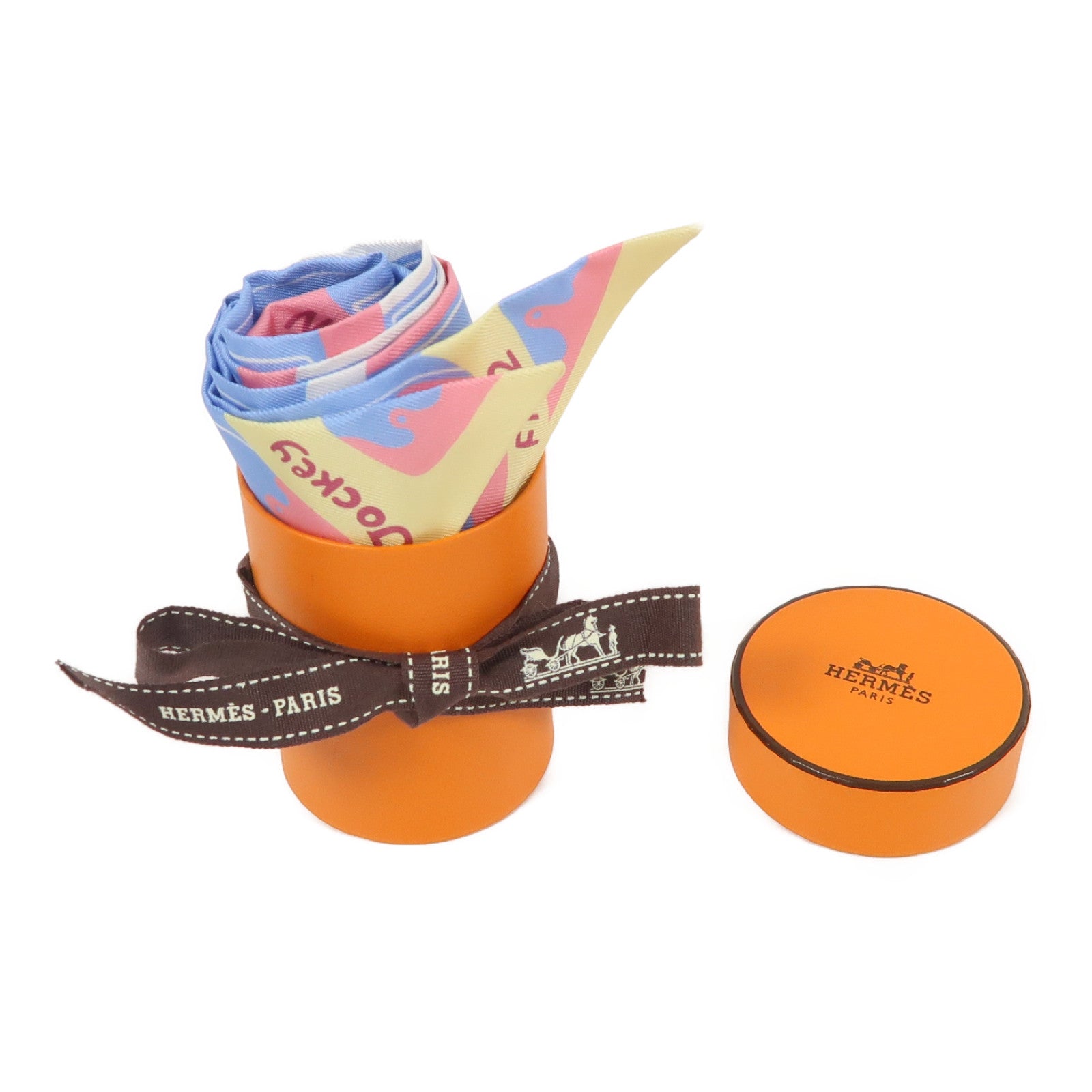HERMES 絲質Twilly絲巾藍色