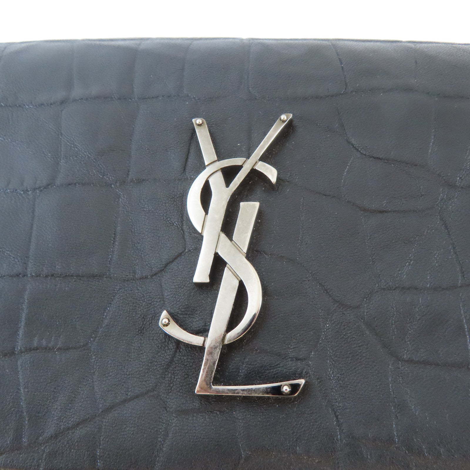 SAINT LAURENT 牛皮皮革West Hollywood銀扣肩背袋黑色