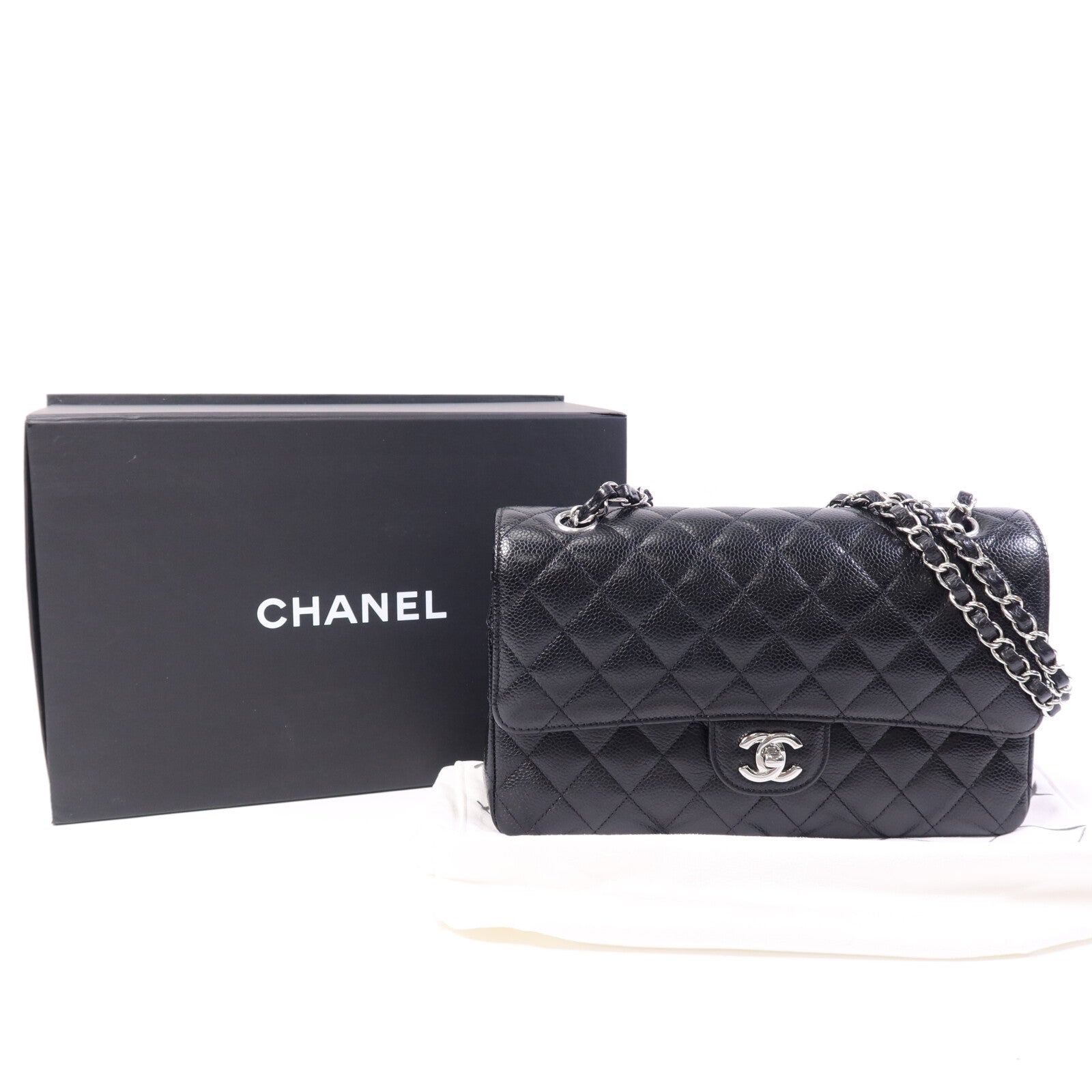 CHANEL 牛皮皮革Classic 25銀扣鏈帶肩背袋