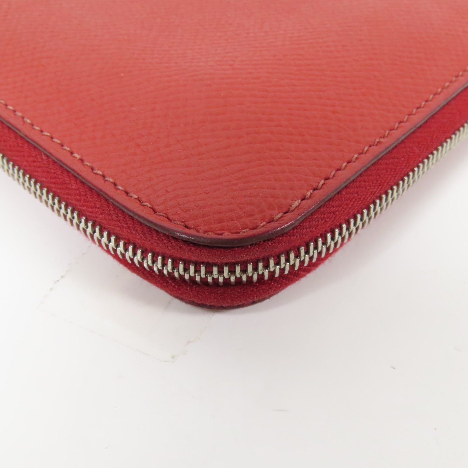 HERMES Epsom皮革Azap Wallet銀扣長錢包Rouge