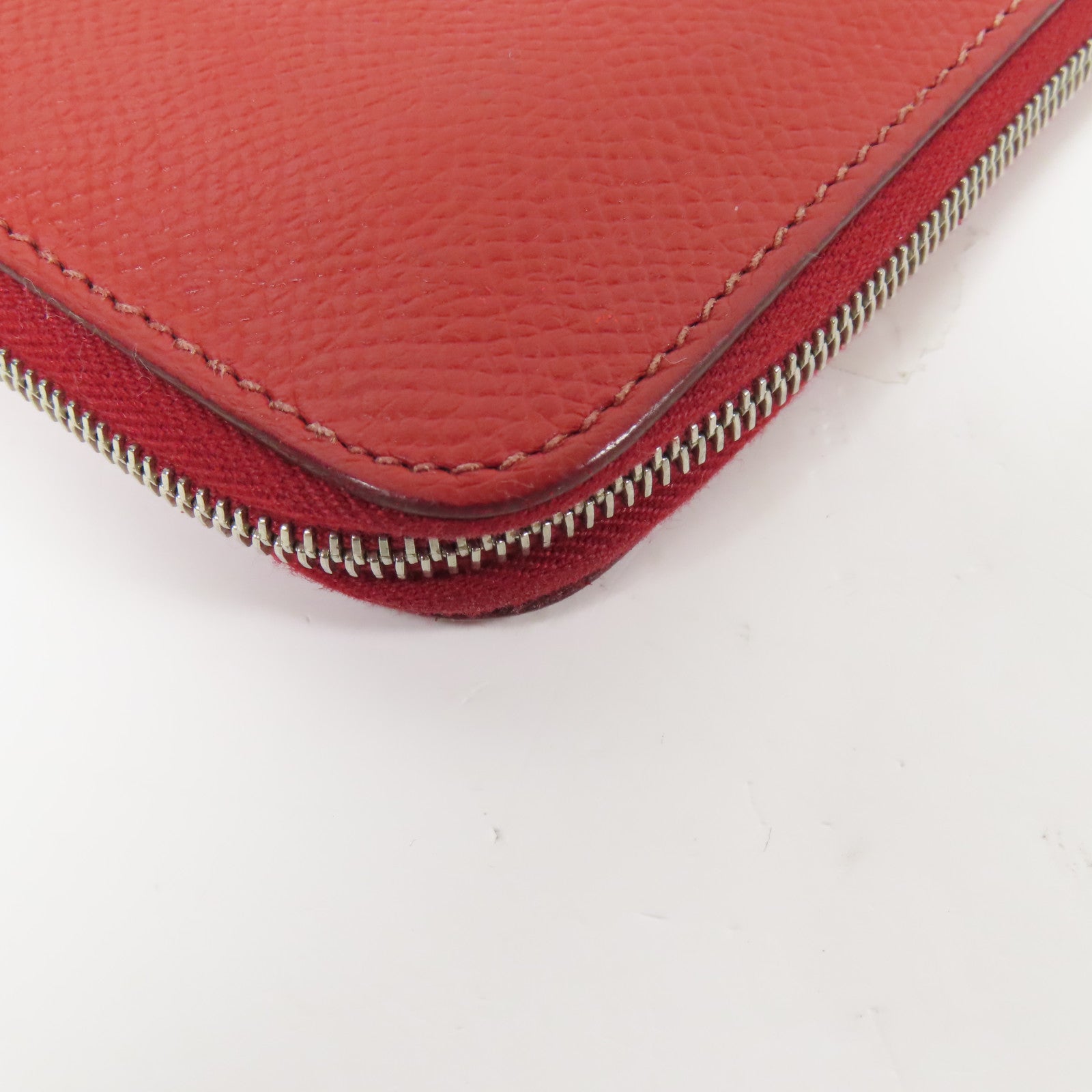HERMES Epsom皮革Azap Wallet銀扣長錢包Rouge