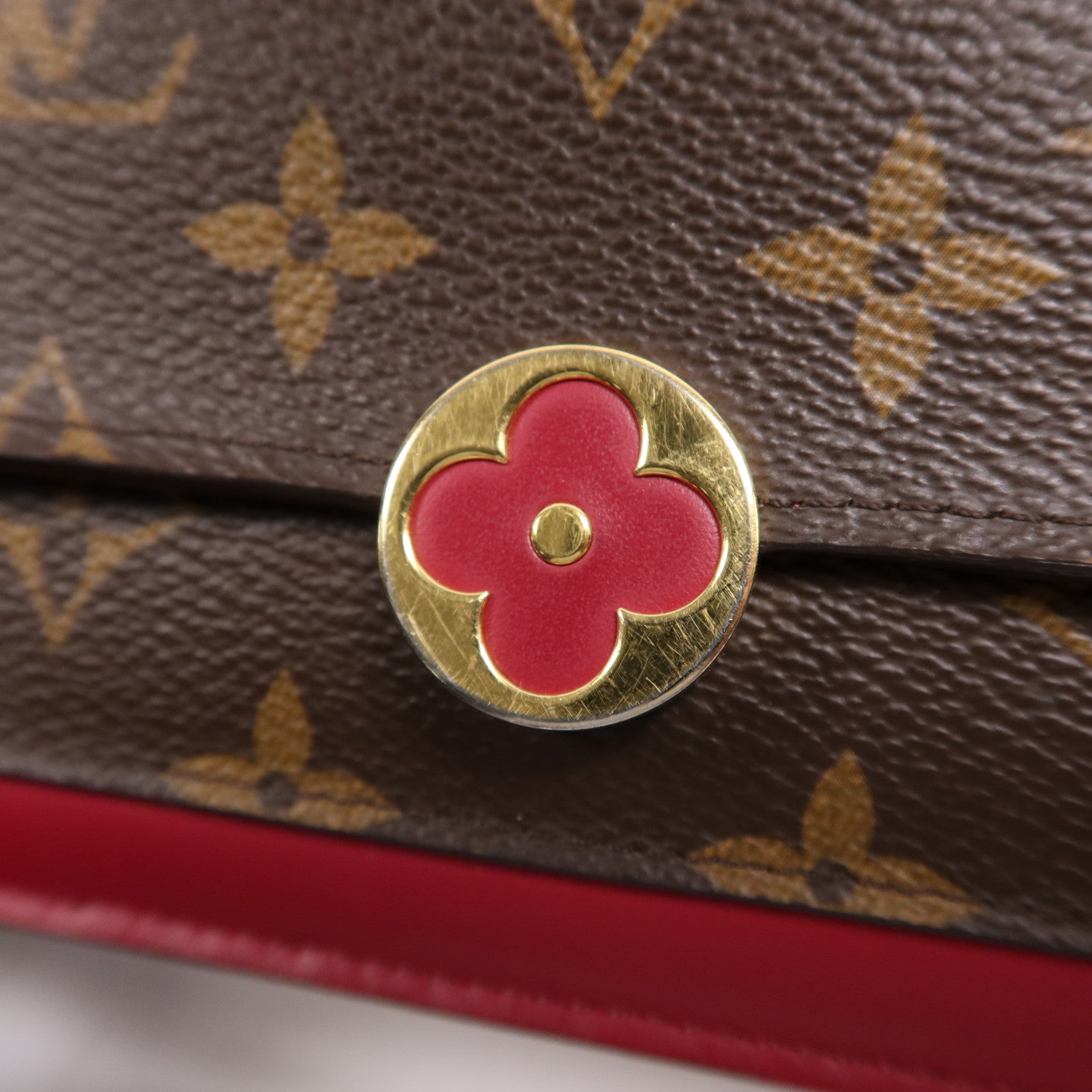 LOUIS VUITTON Monogram Portefeuille Flore金扣鏈帶肩背袋
