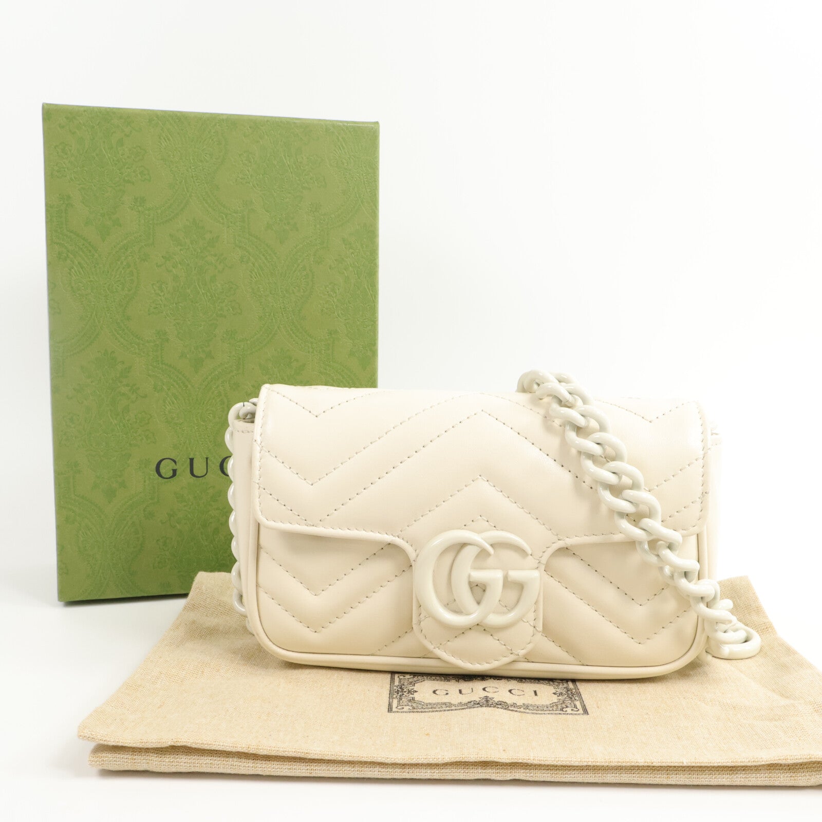 GUCCI 牛皮皮革Marmont Belt Bag鏈帶肩背袋