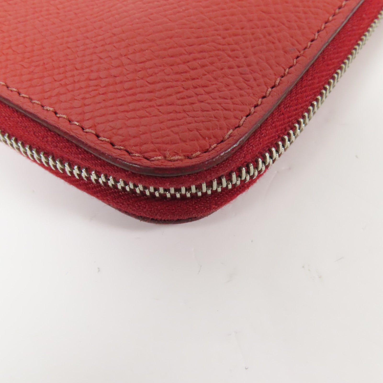 HERMES Epsom皮革Azap Wallet銀扣長錢包Rouge