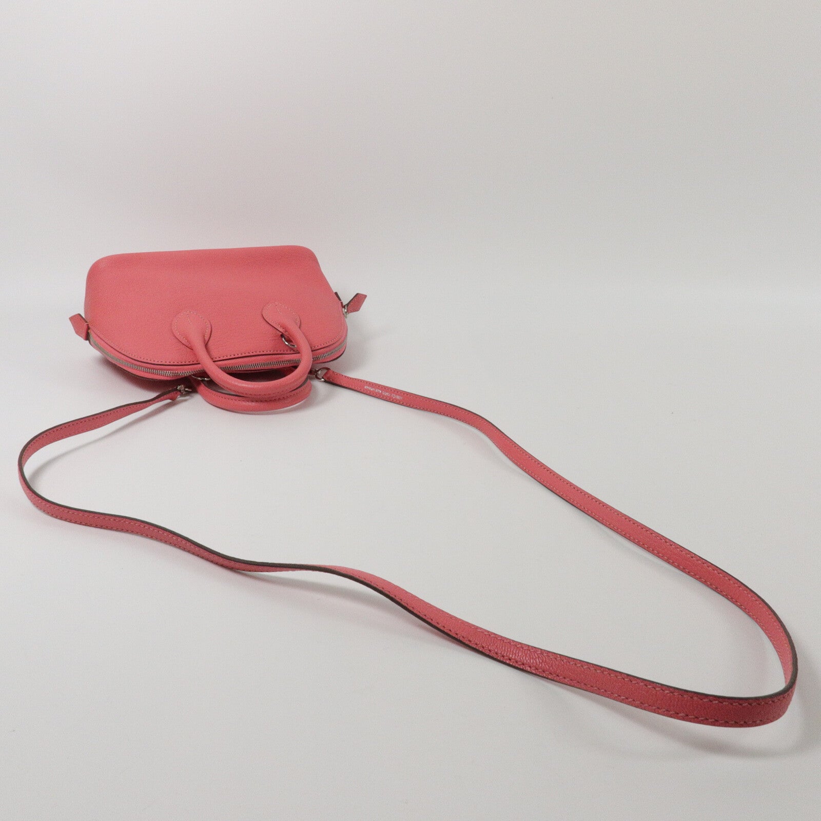HERMES Chevre皮革Mini Bolide手挽肩背兩用袋Rose Azalee