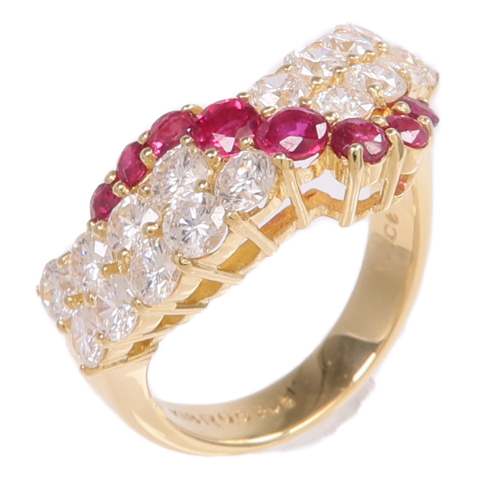 JEWELRY 【激減優惠】18K黃金Ruby Diamond Ring紅寶石/鑽石戒指US#5.5