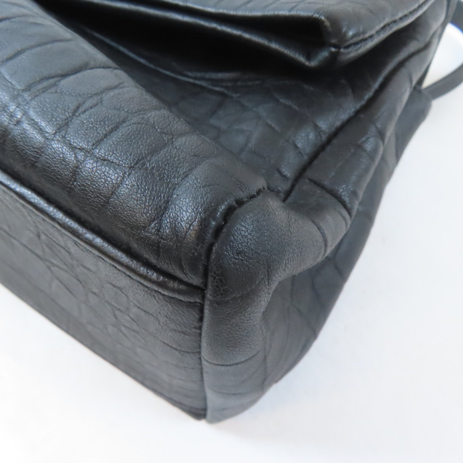 SAINT LAURENT 牛皮皮革West Hollywood銀扣肩背袋黑色