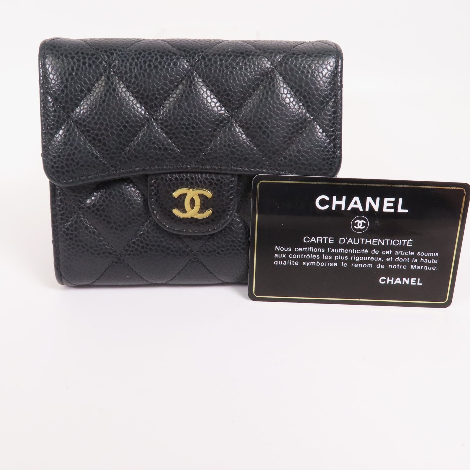 CHANEL 牛皮皮革Wallet金扣錢包