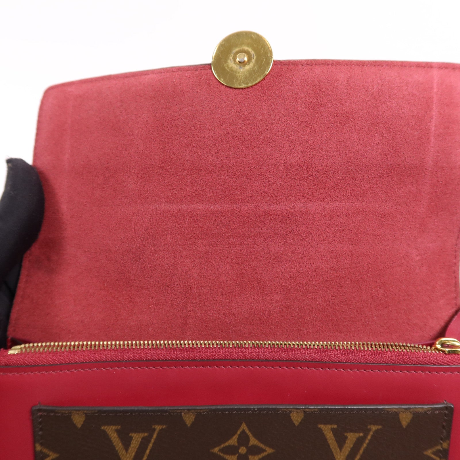 LOUIS VUITTON Monogram Portefeuille Flore金扣鏈帶肩背袋