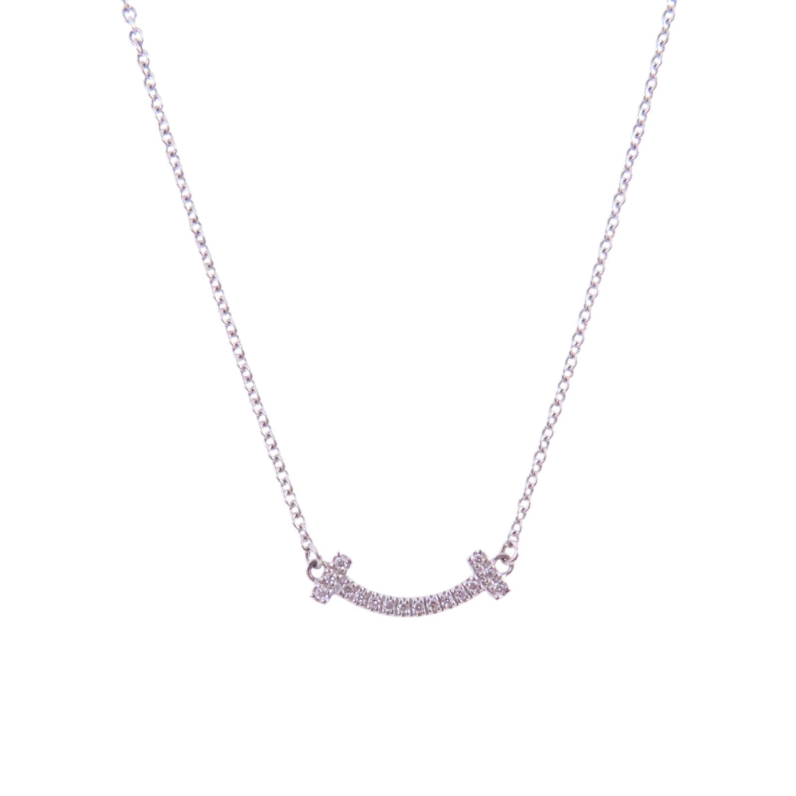 TIFFANY＆CO 18K白金/鑽石Tiffany T Diamond Necklace項鏈