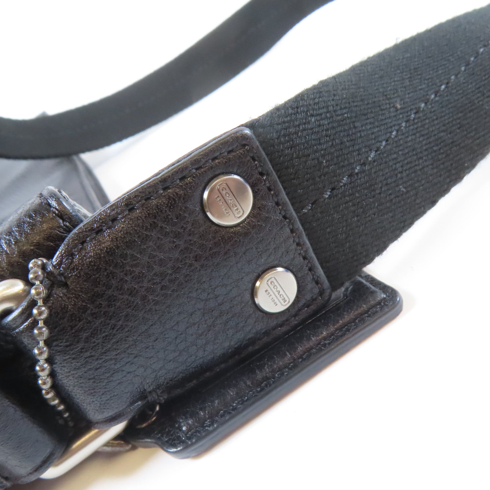 COACH 【激減優惠】牛皮皮革Shoulder Bag銀扣肩背袋黑色