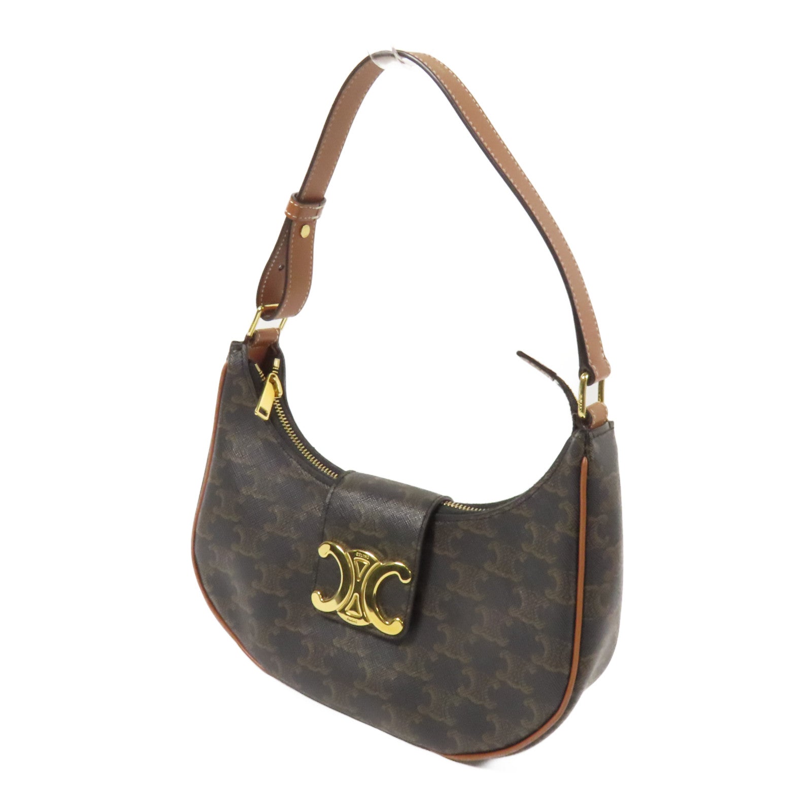 CELINE 塗層帆布AvaTriomphe金扣肩背袋