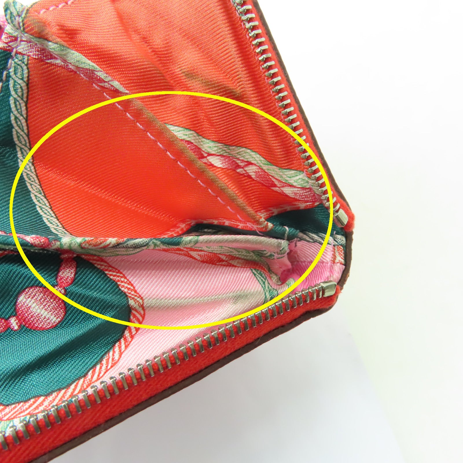 HERMES Clemence皮革Silk in Wallet銀扣錢包牡丹紅色