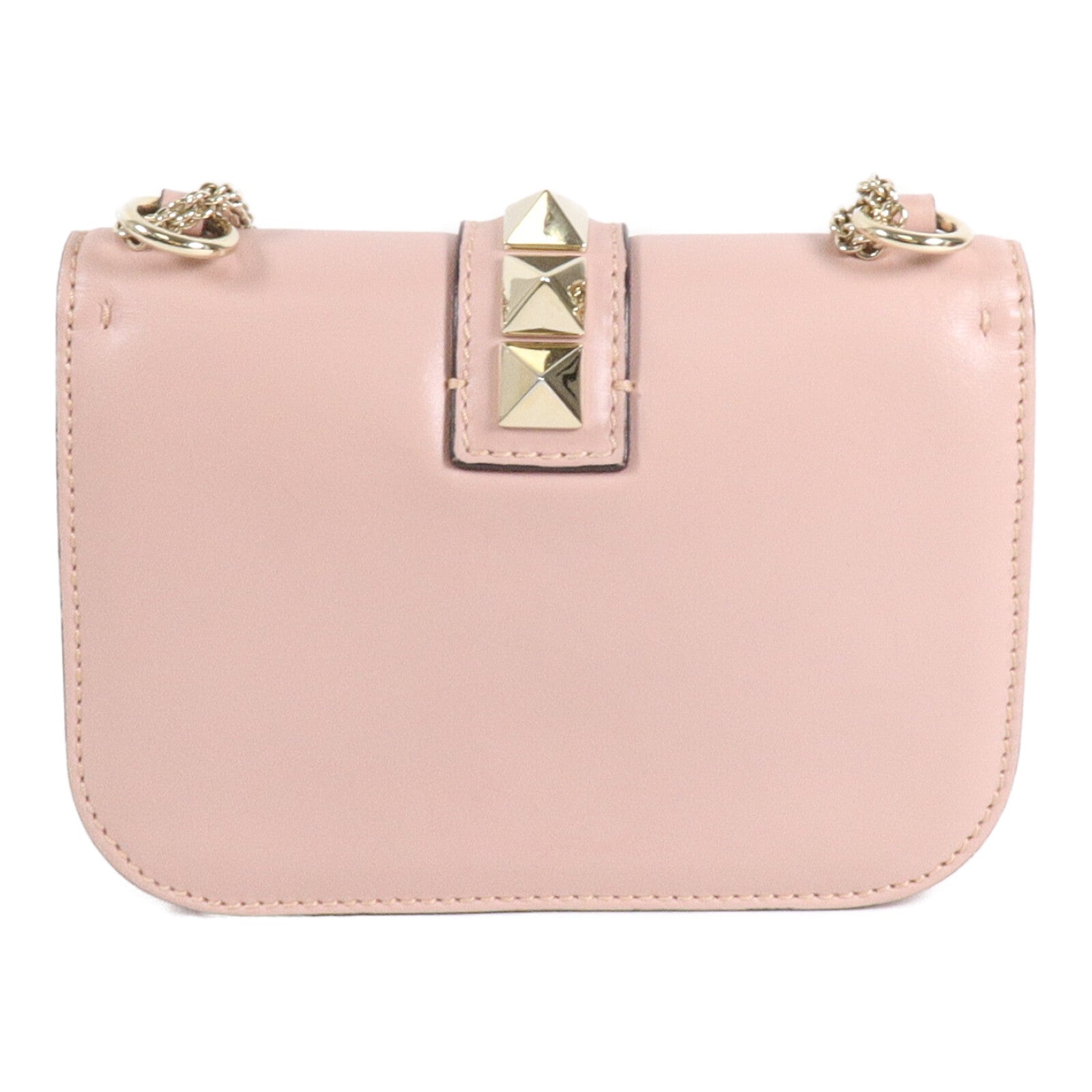 Valentino 牛皮皮革Garavani Glam Lock鏈帶肩背袋