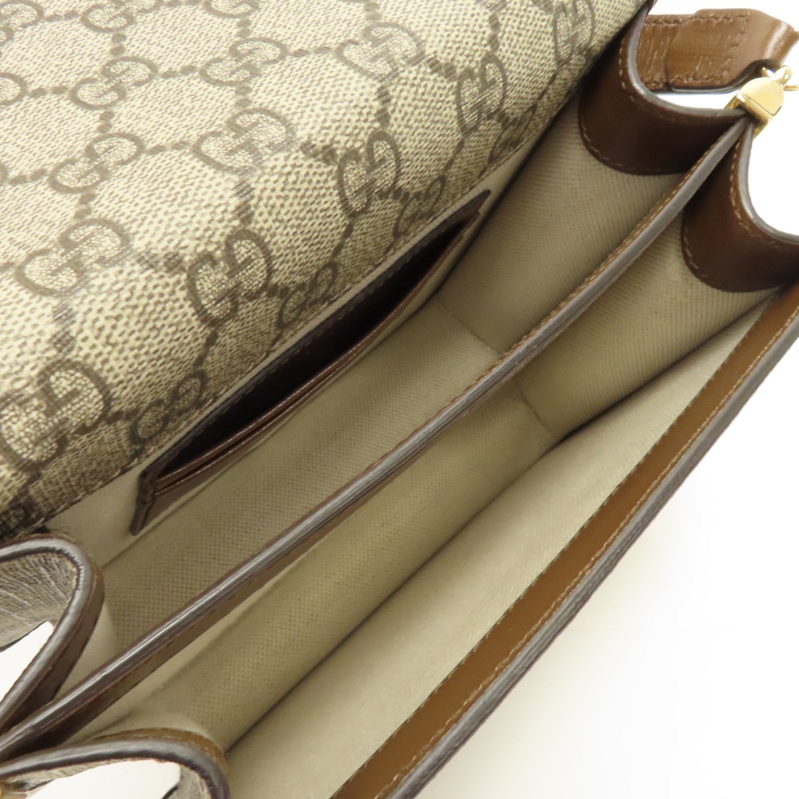 GUCCI 塗層帆布Shoulder Bag金扣肩背袋啡色