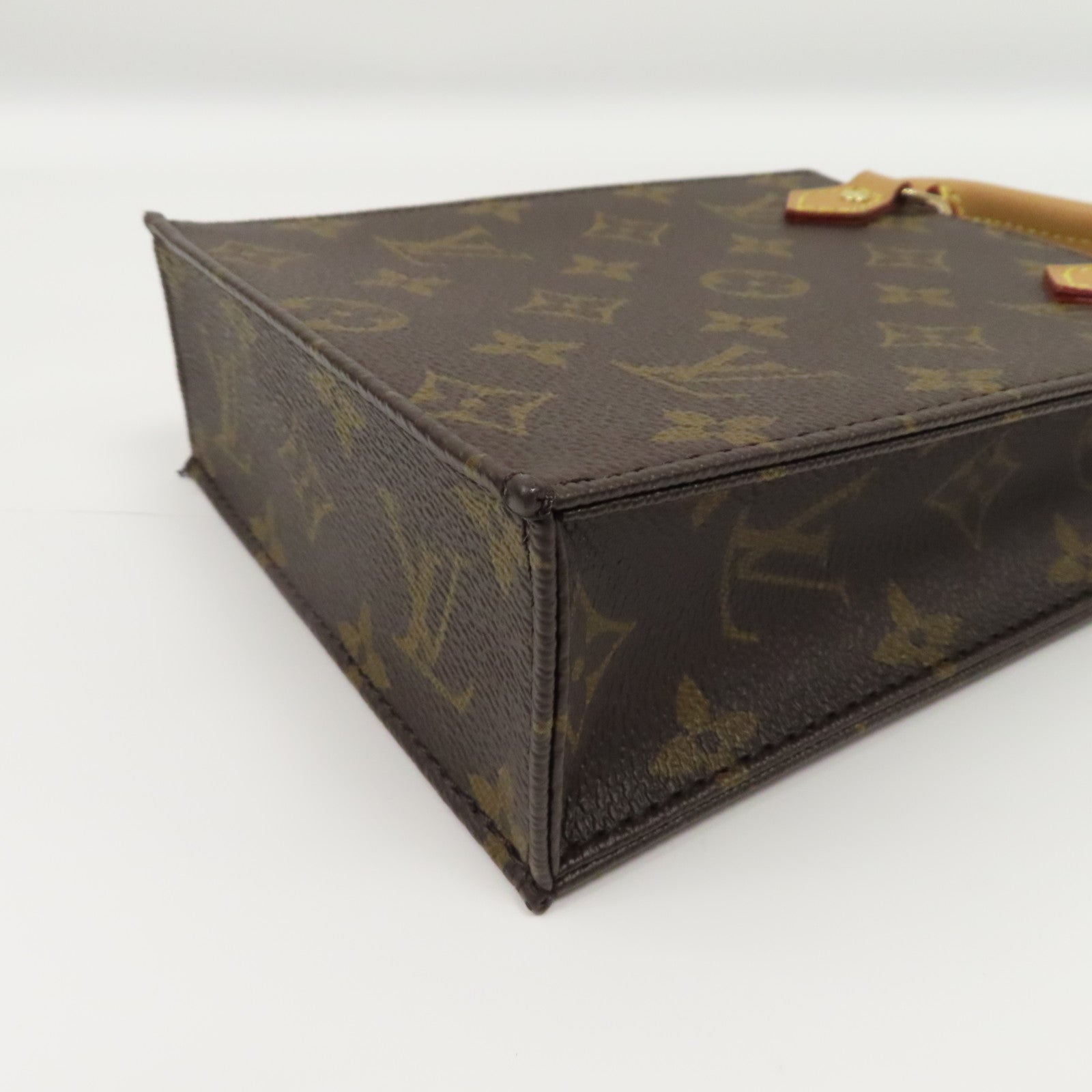 LOUIS VUITTON 【激減優惠】Monogram Petit Sac Plat 2 Way Shoulder金扣手挽肩背兩用袋啡色