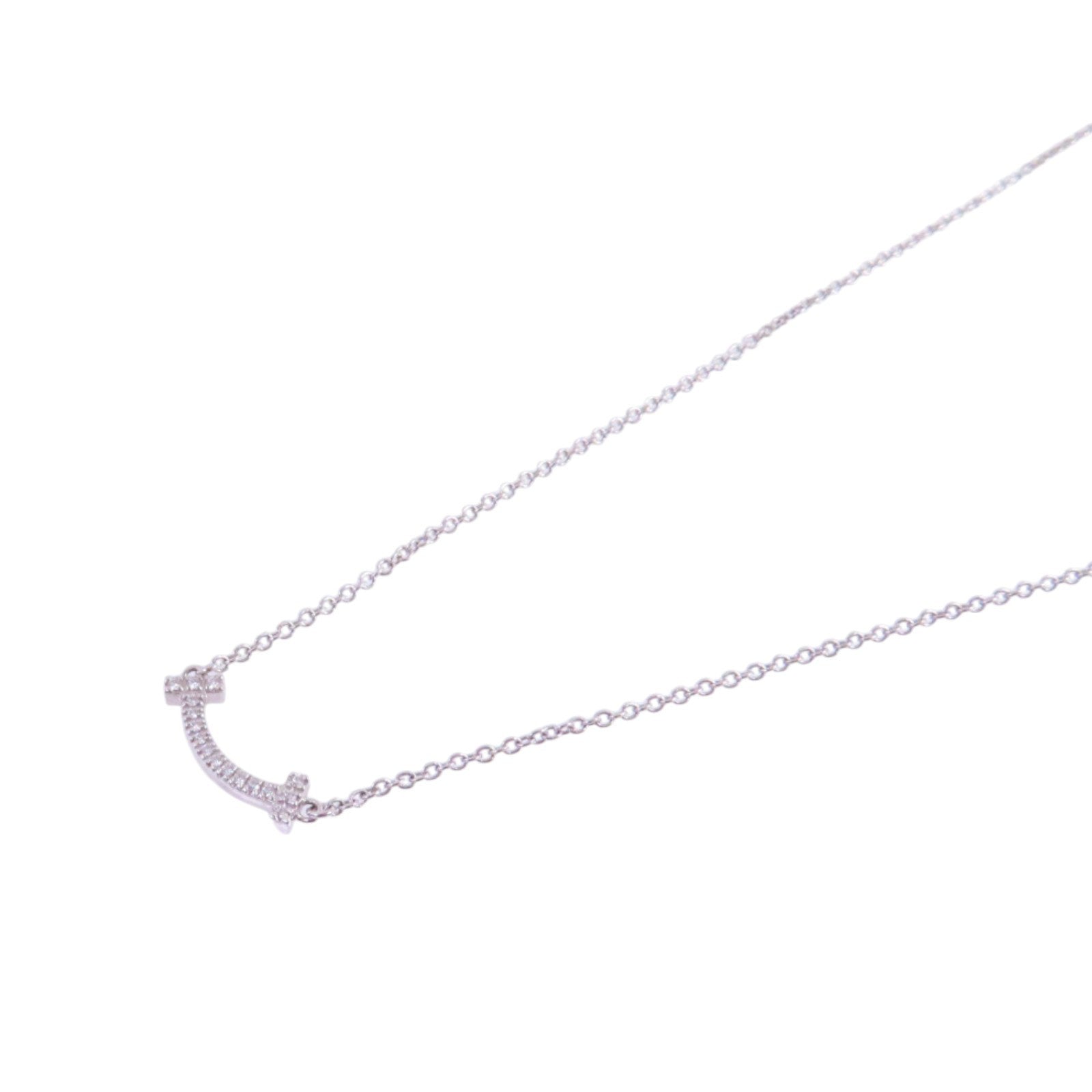 TIFFANY＆CO 18K白金/鑽石Tiffany T Diamond Necklace項鏈