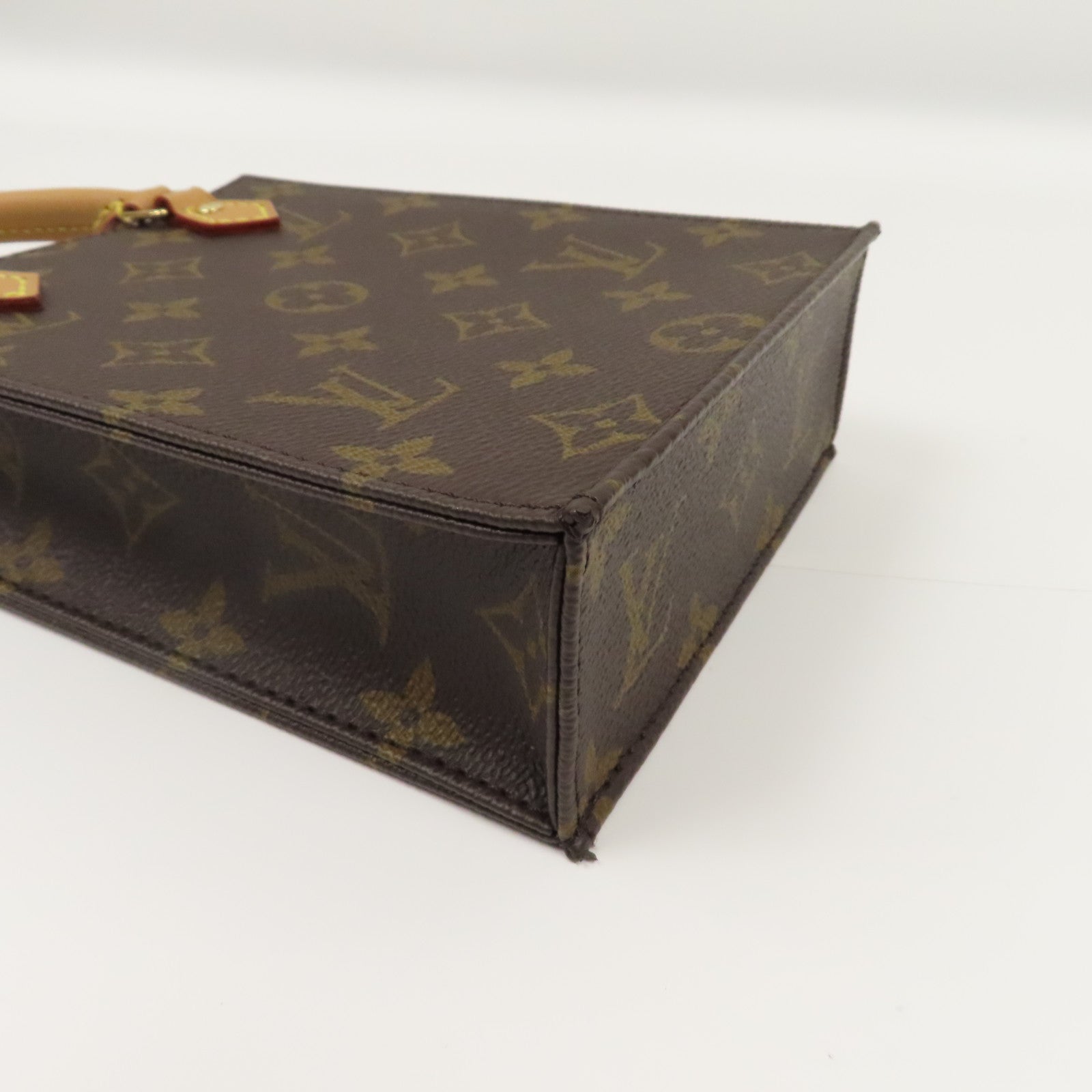 LOUIS VUITTON 【激減優惠】Monogram Petit Sac Plat 2 Way Shoulder金扣手挽肩背兩用袋啡色