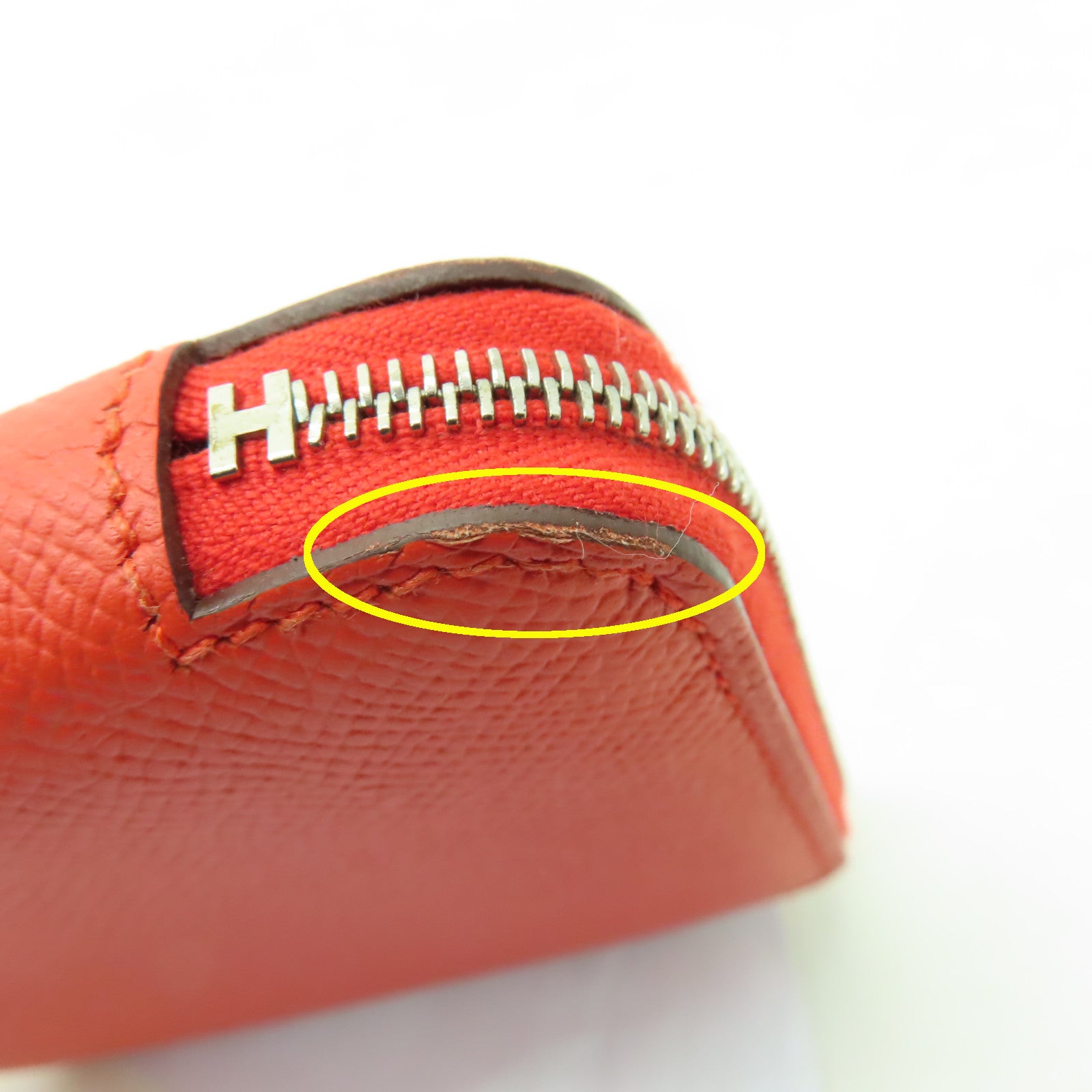 HERMES Clemence皮革Silk in Wallet銀扣錢包牡丹紅色