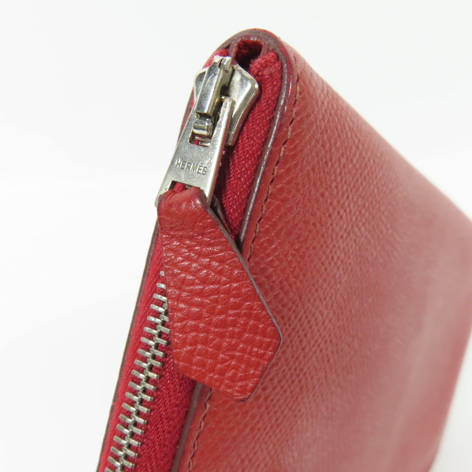 HERMES Epsom皮革Azap Wallet銀扣長錢包Rouge