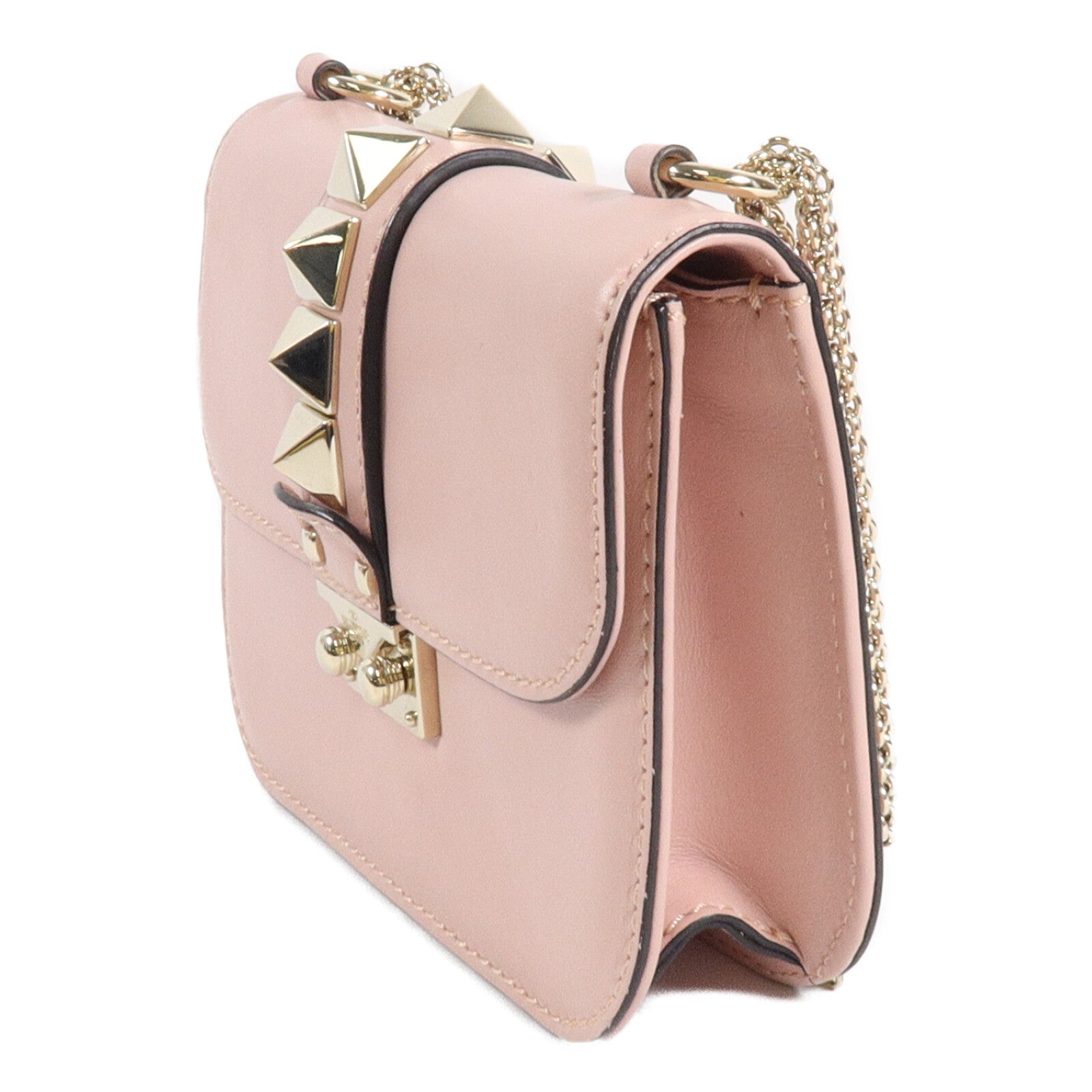 Valentino 牛皮皮革Garavani Glam Lock鏈帶肩背袋