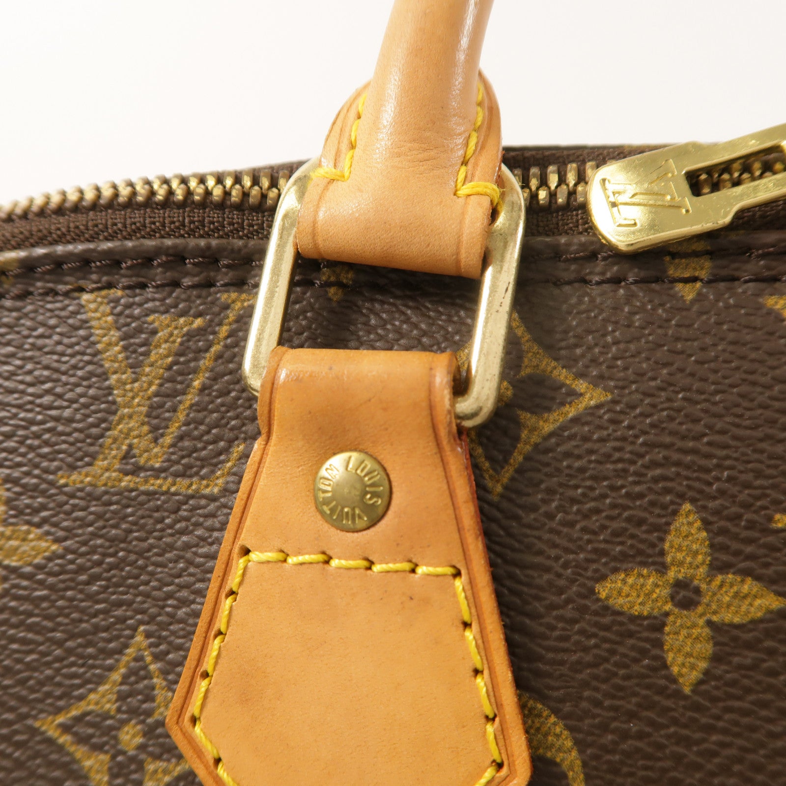 LOUIS VUITTON Monogram Alma PM金扣手挽袋棕色