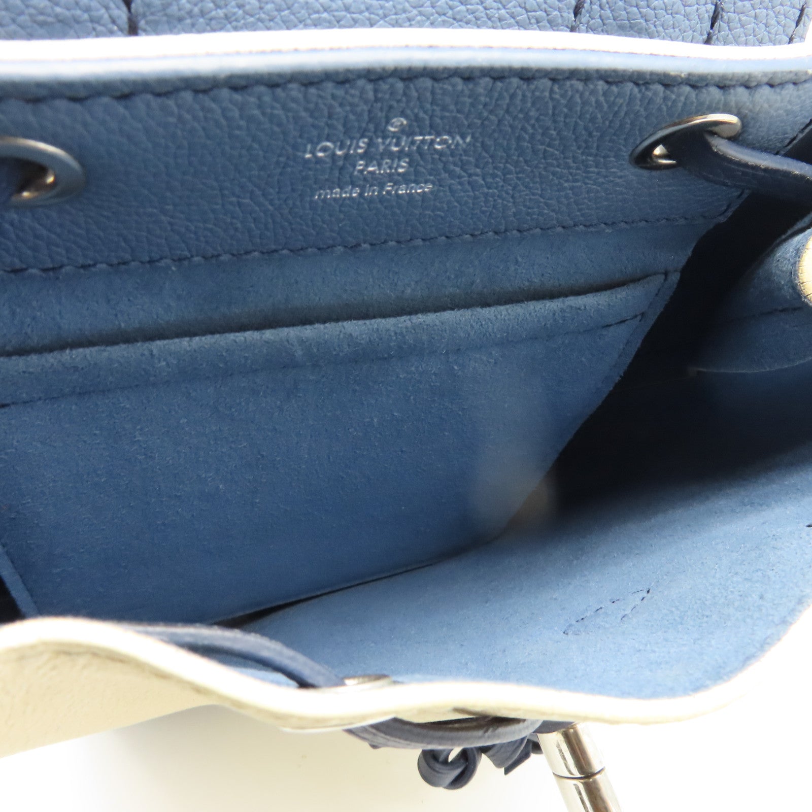 LOUIS VUITTON 【清倉大減價】牛皮皮革Lockme Backpack銀扣背包藍色/淺褐色