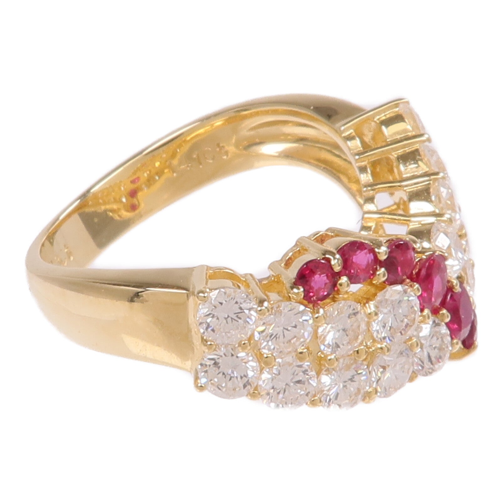 JEWELRY 【激減優惠】18K黃金Ruby Diamond Ring紅寶石/鑽石戒指US#5.5