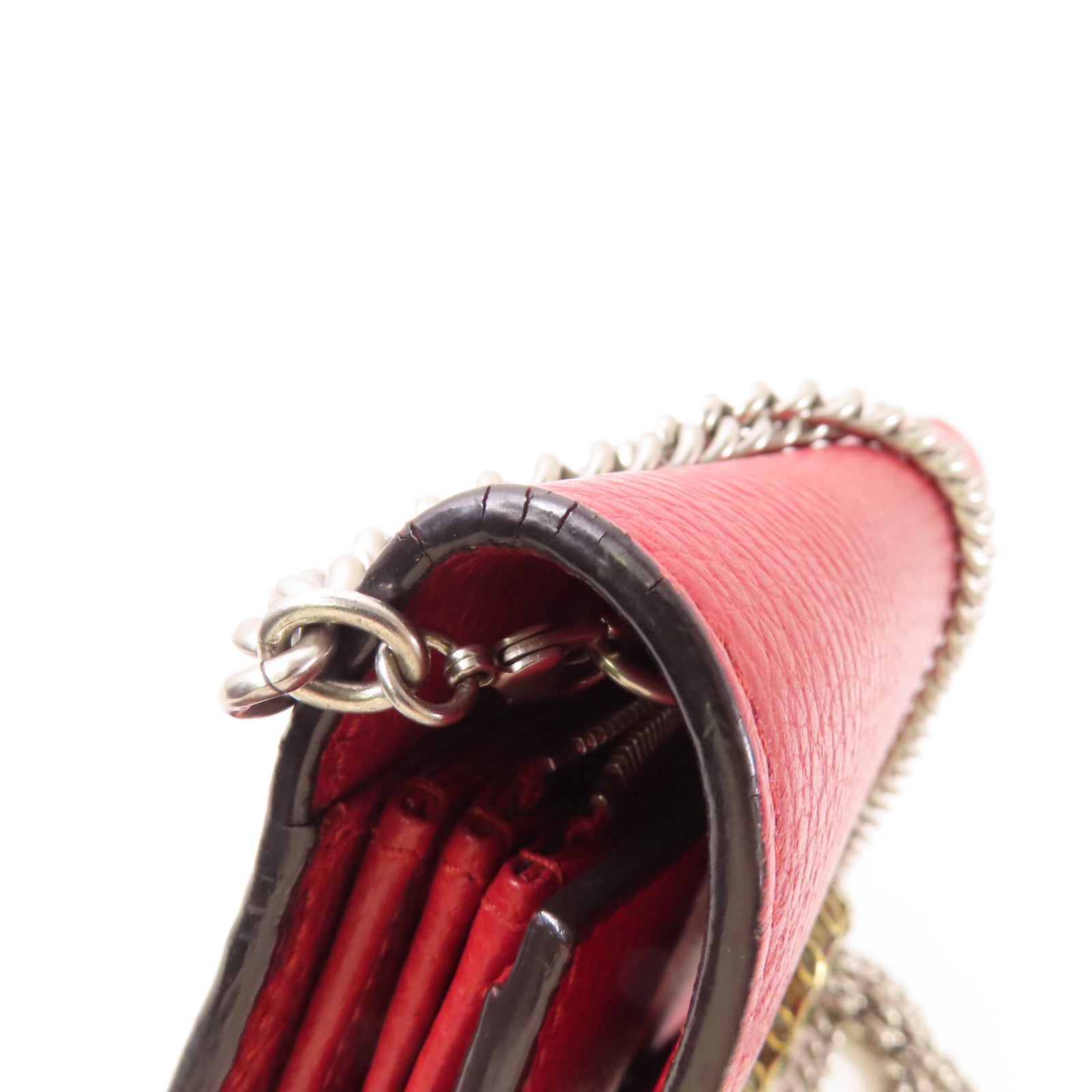 GUCCI GG Dionysus GG Supreme Chain Wallet Shoulder Bag 401231 Calfskin Red