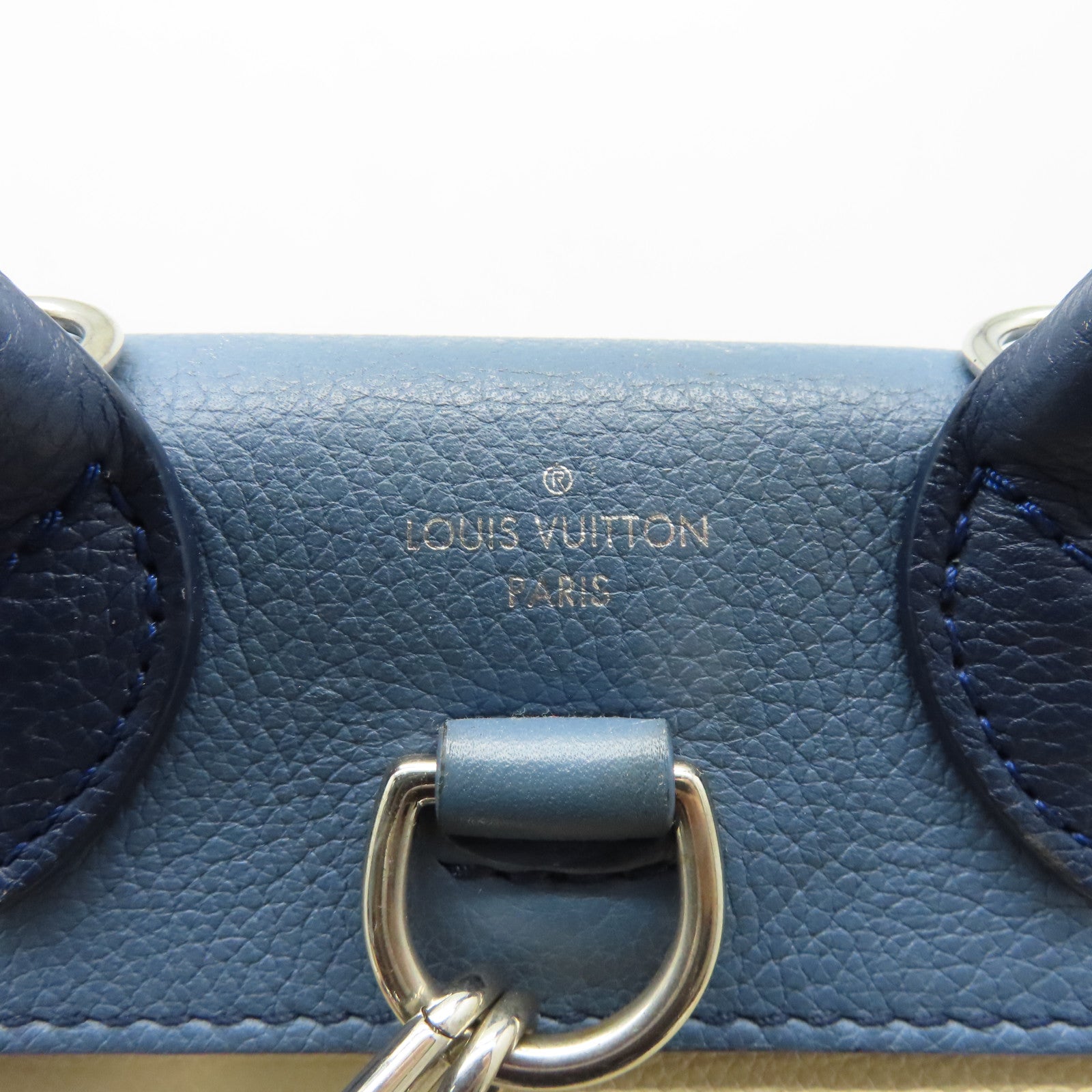 LOUIS VUITTON 【清倉大減價】牛皮皮革Lockme Backpack銀扣背包藍色/淺褐色