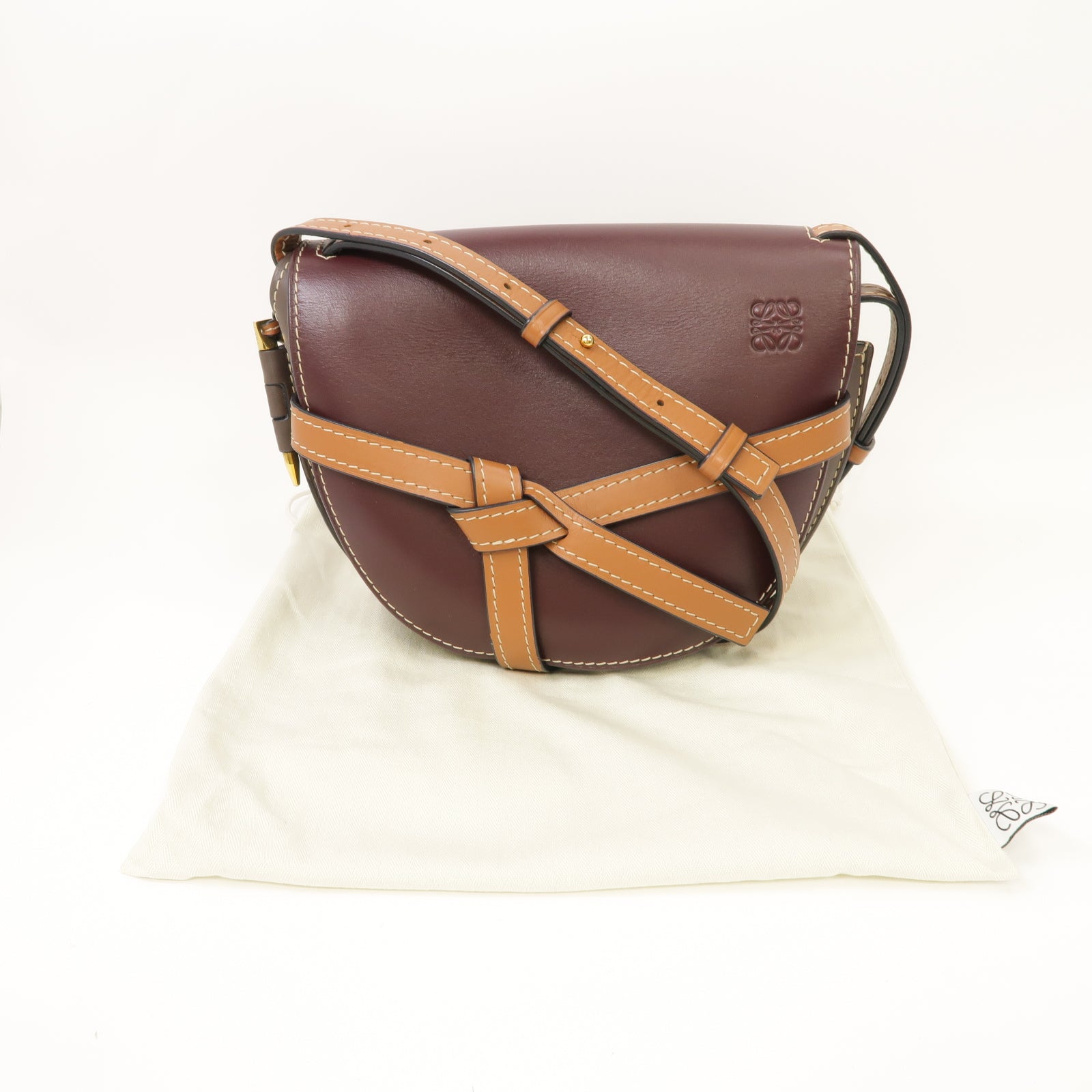 LOEWE 【激減優惠】牛皮皮革Gate肩背袋深紫色