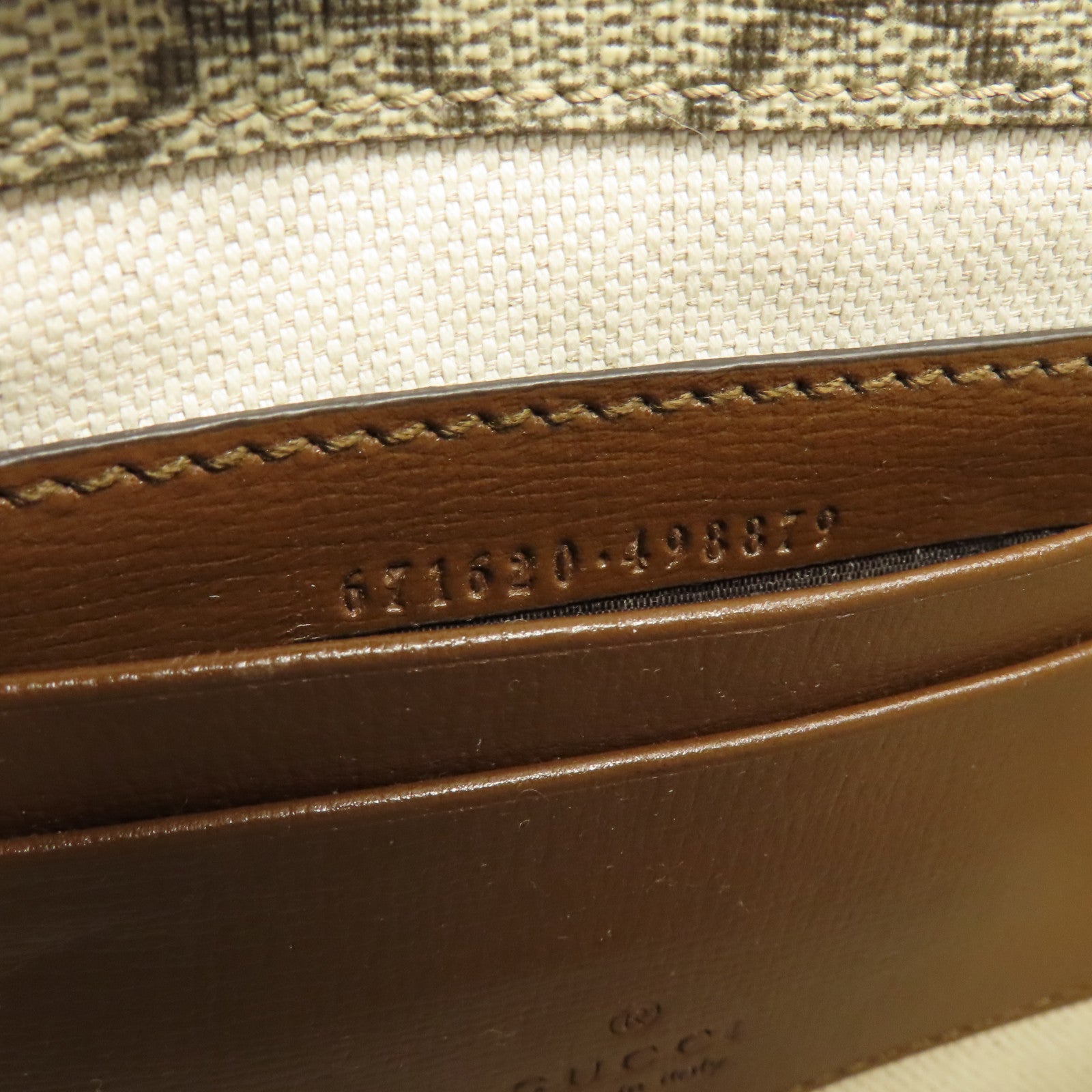 GUCCI 塗層帆布Shoulder Bag金扣肩背袋啡色