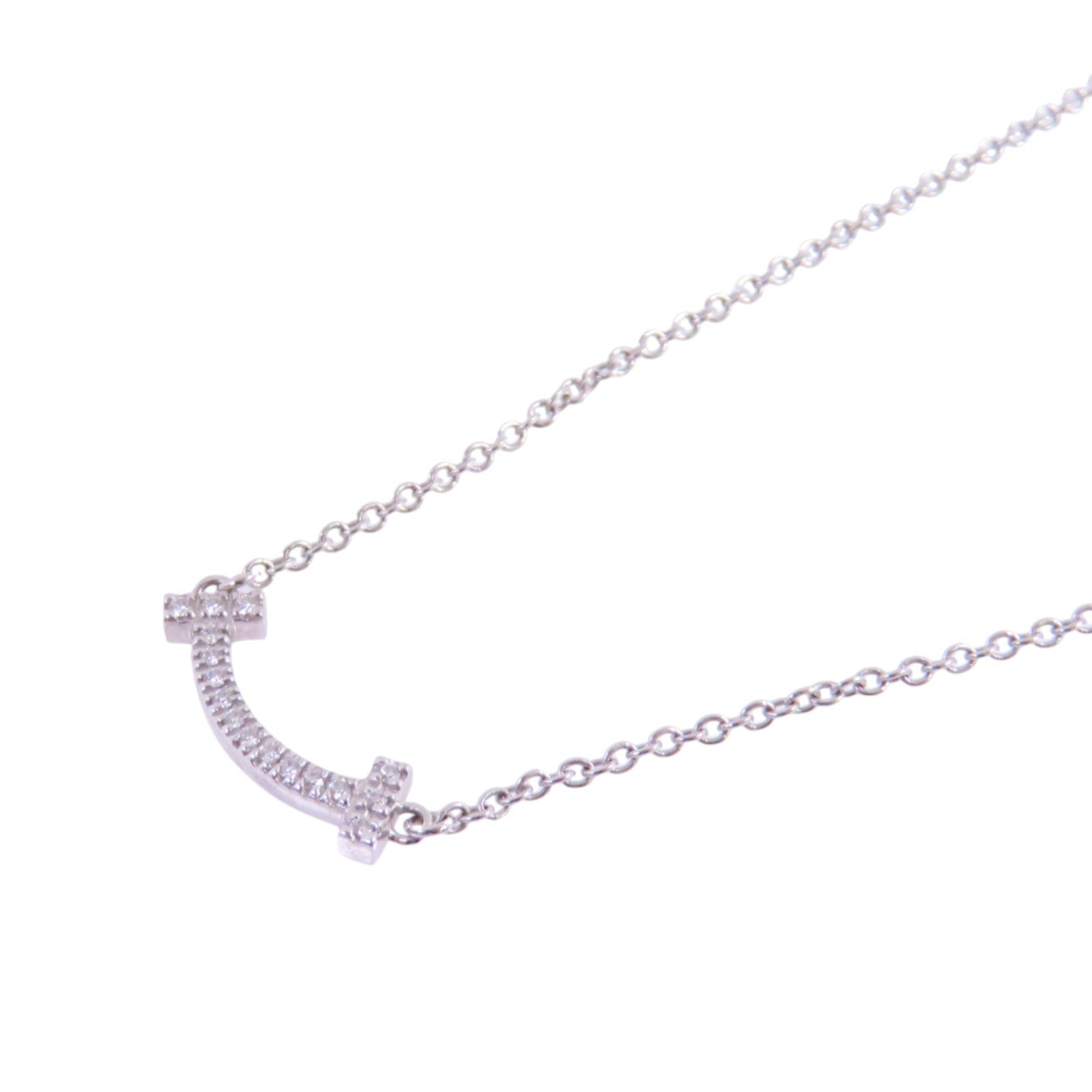 TIFFANY＆CO 18K白金/鑽石Tiffany T Diamond Necklace項鏈