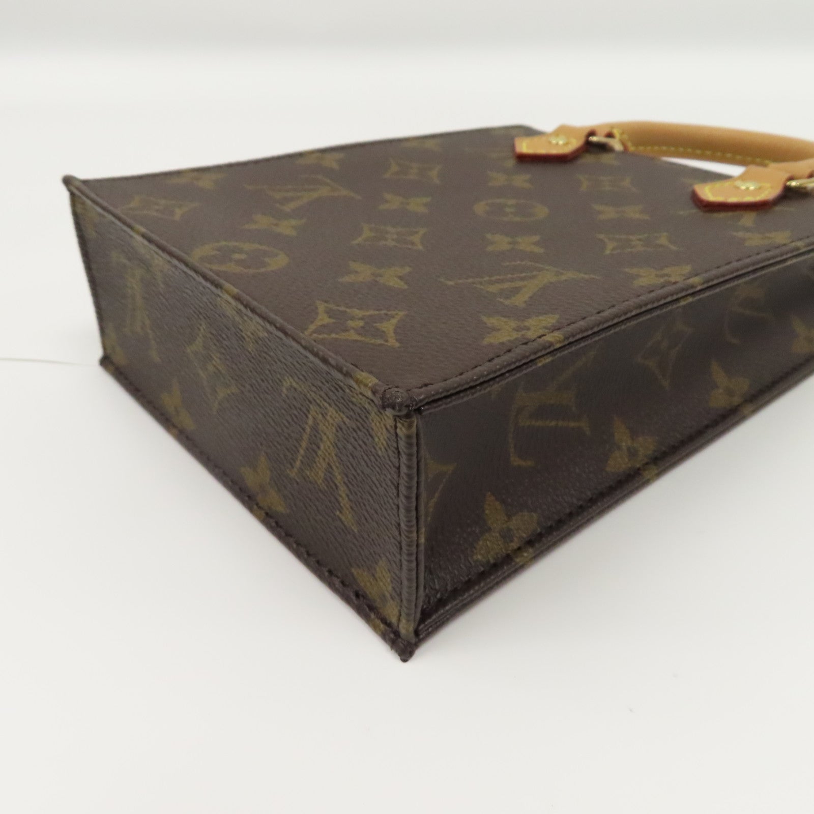 LOUIS VUITTON 【激減優惠】Monogram Petit Sac Plat 2 Way Shoulder金扣手挽肩背兩用袋啡色