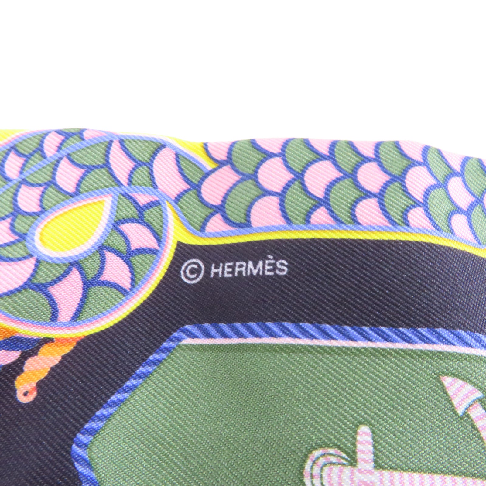 HERMES 絲質Twilly絲巾黑色/彩色