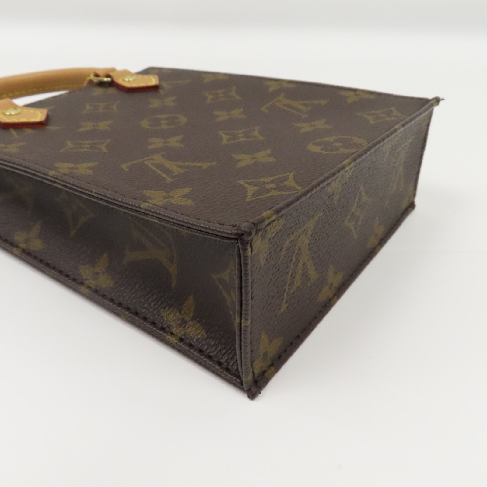 LOUIS VUITTON 【激減優惠】Monogram Petit Sac Plat 2 Way Shoulder金扣手挽肩背兩用袋啡色
